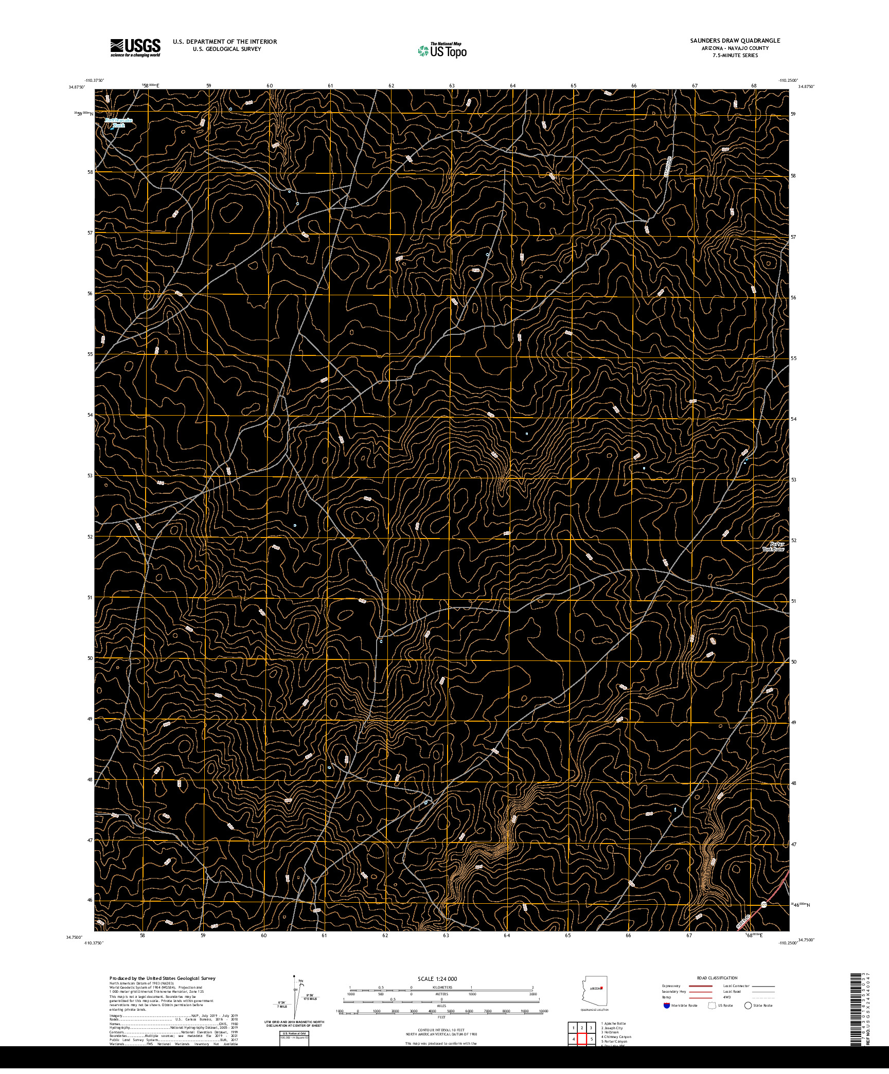 US TOPO 7.5-MINUTE MAP FOR SAUNDERS DRAW, AZ