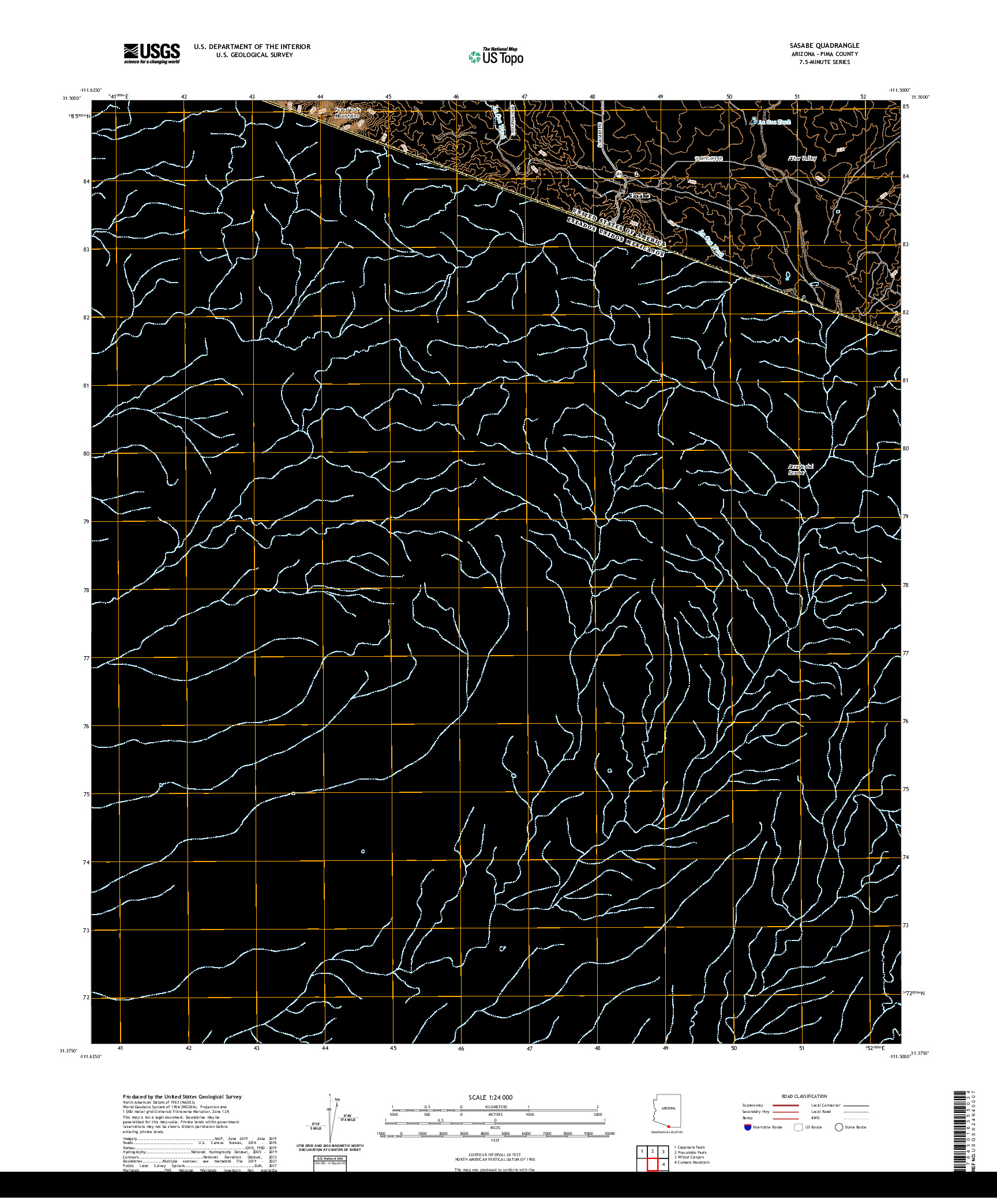 USGS US TOPO 7.5-MINUTE MAP FOR SASABE, AZ,SON 2021