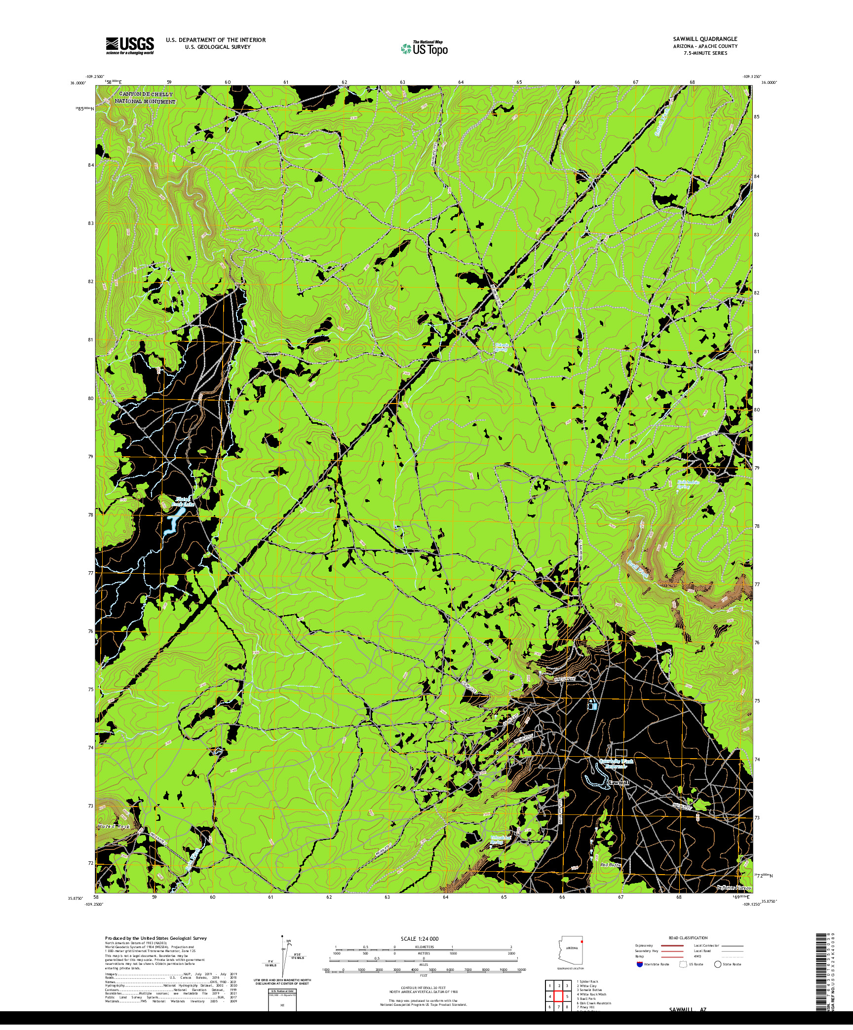 US TOPO 7.5-MINUTE MAP FOR SAWMILL, AZ