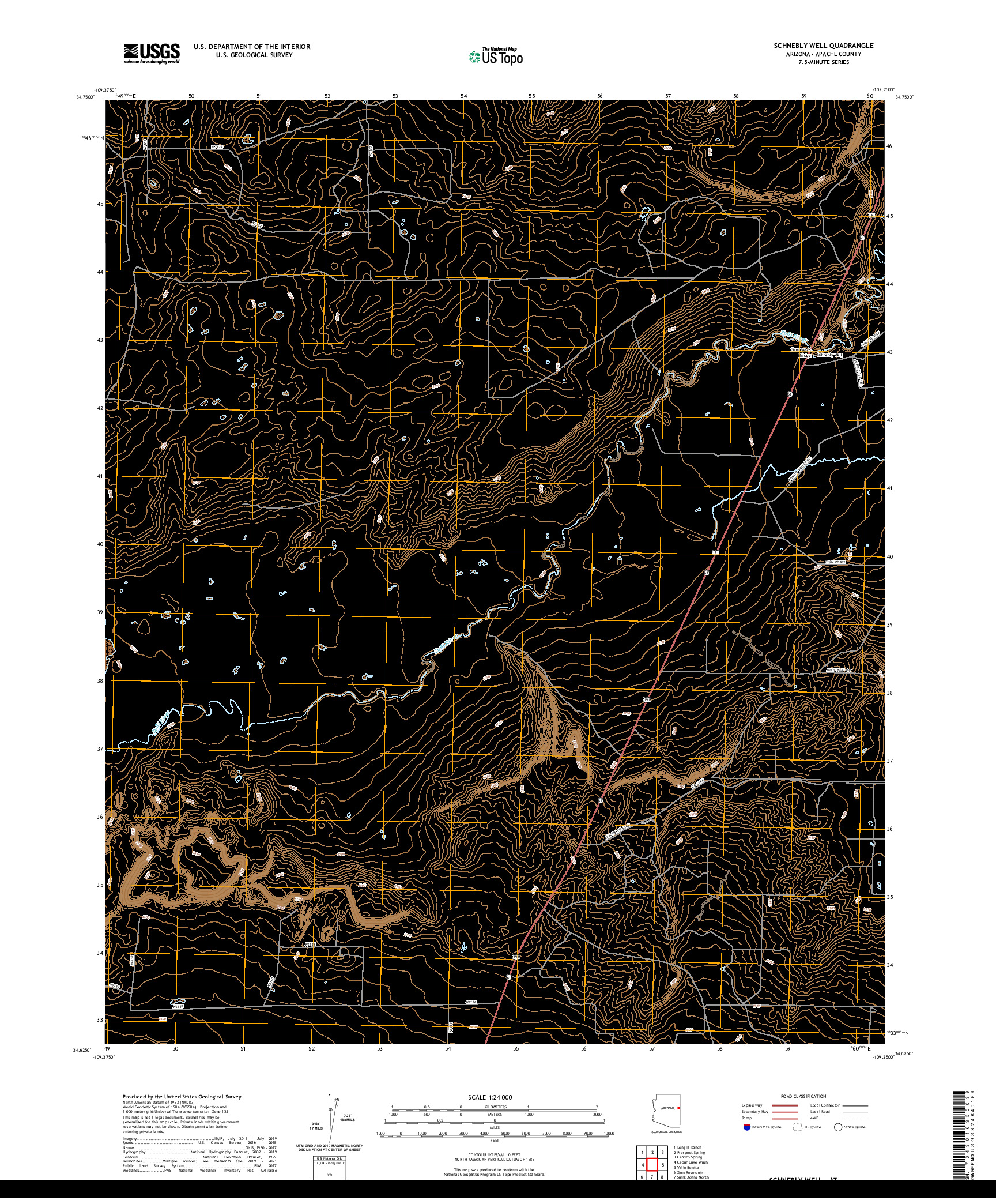 US TOPO 7.5-MINUTE MAP FOR SCHNEBLY WELL, AZ