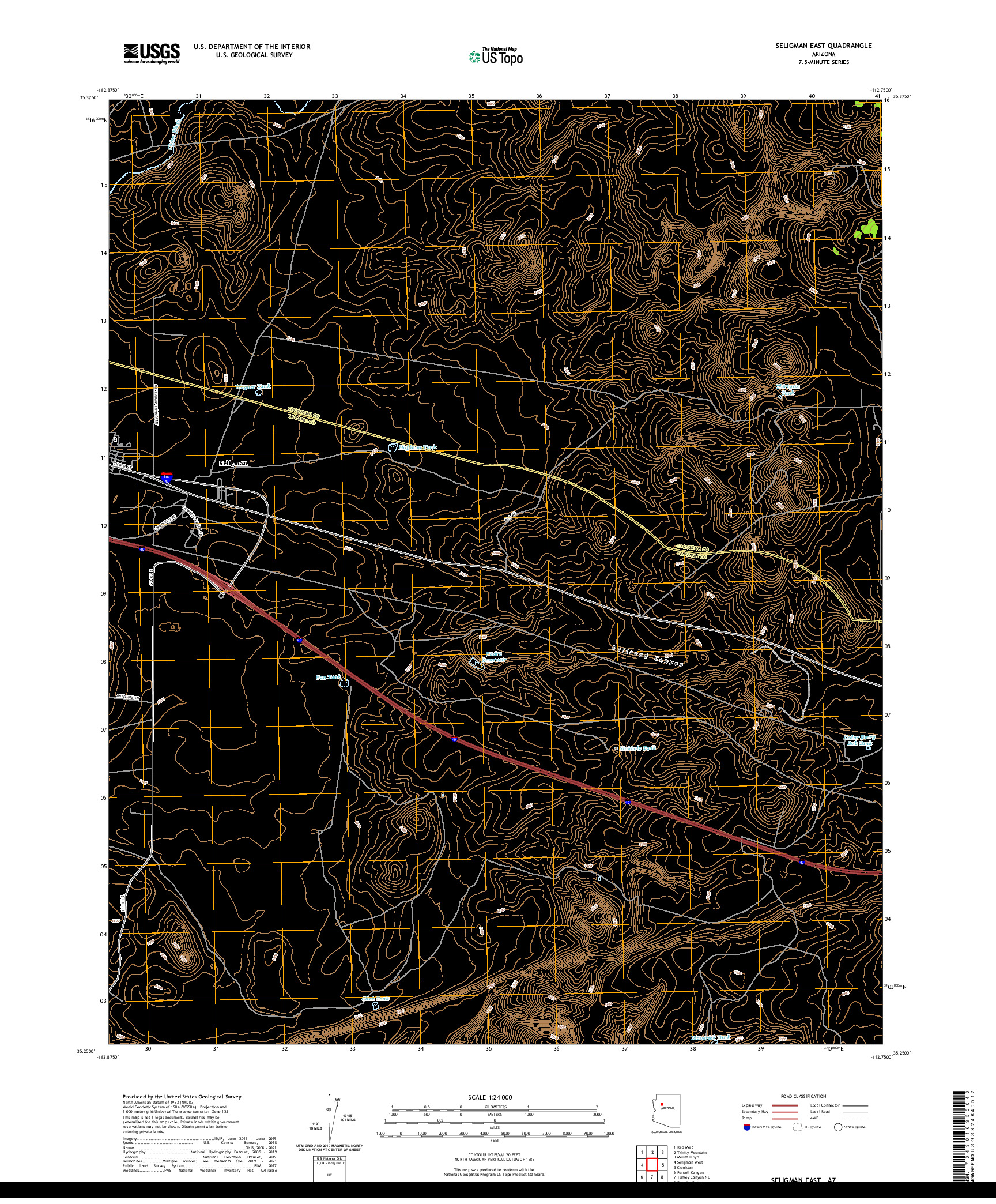 US TOPO 7.5-MINUTE MAP FOR SELIGMAN EAST, AZ