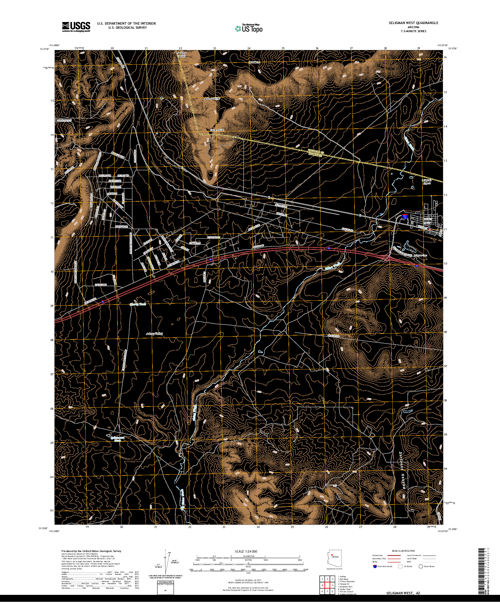 US TOPO 7.5-MINUTE MAP FOR SELIGMAN WEST, AZ