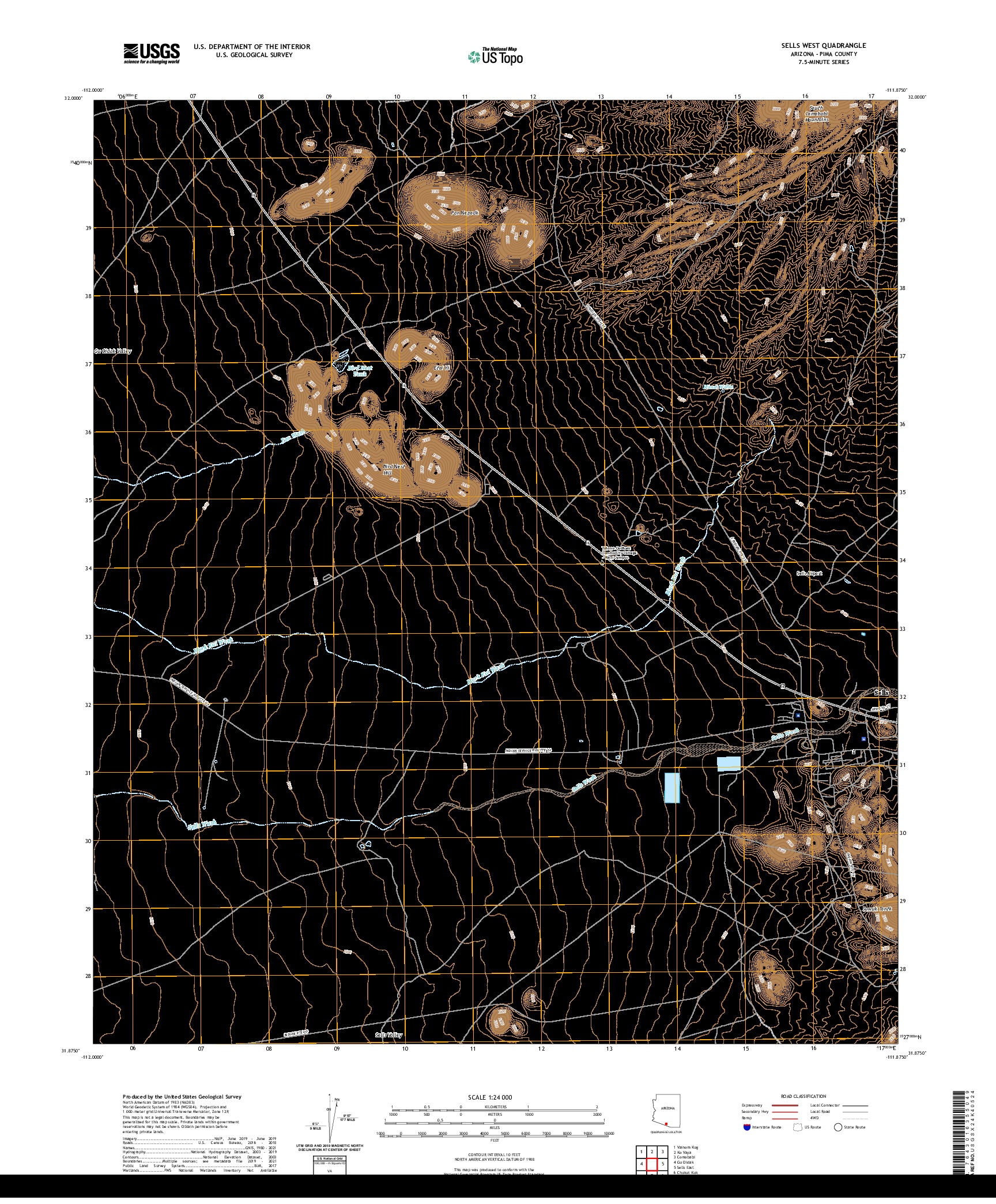 USGS US TOPO 7.5-MINUTE MAP FOR SELLS WEST, AZ 2021