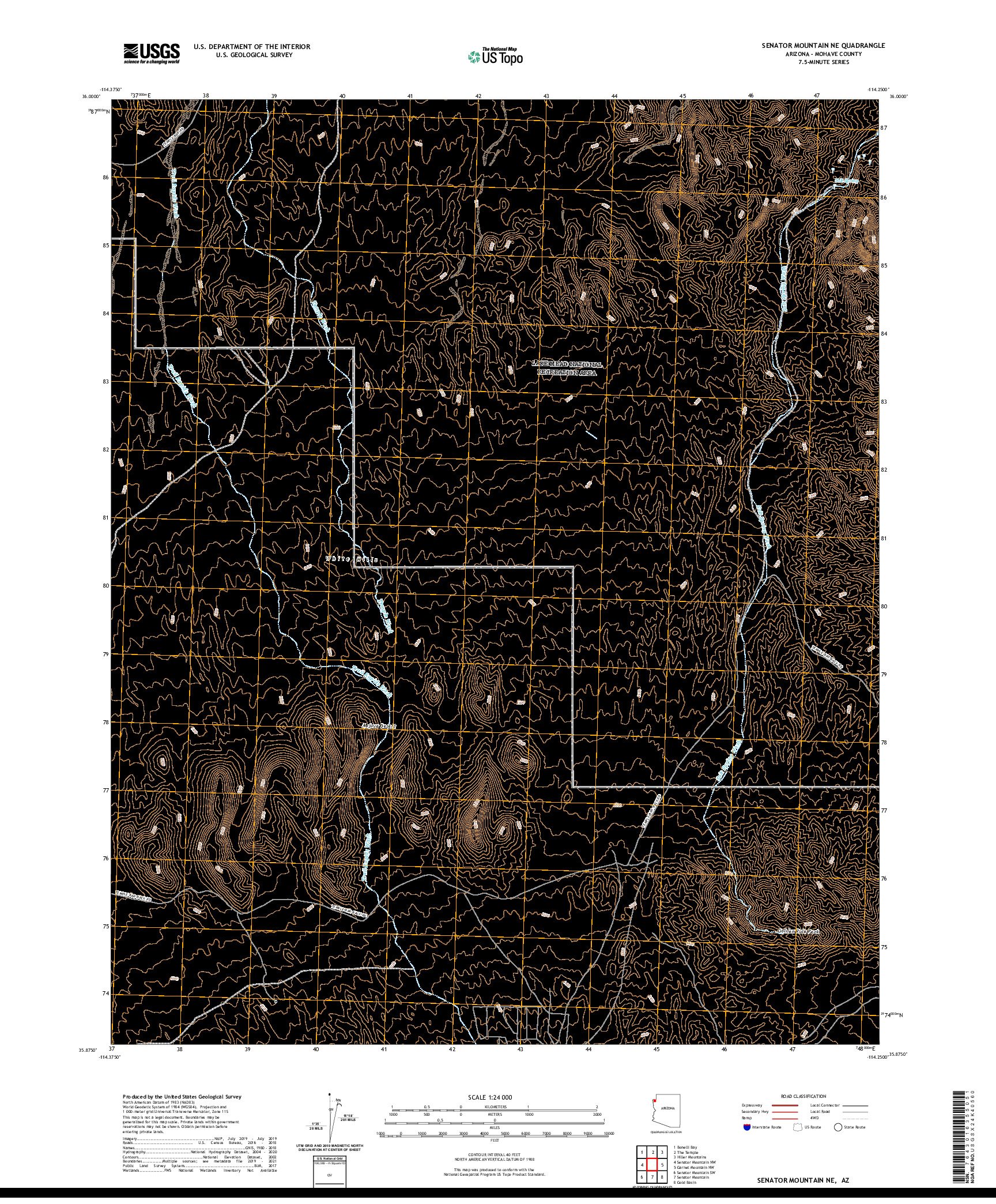 US TOPO 7.5-MINUTE MAP FOR SENATOR MOUNTAIN NE, AZ