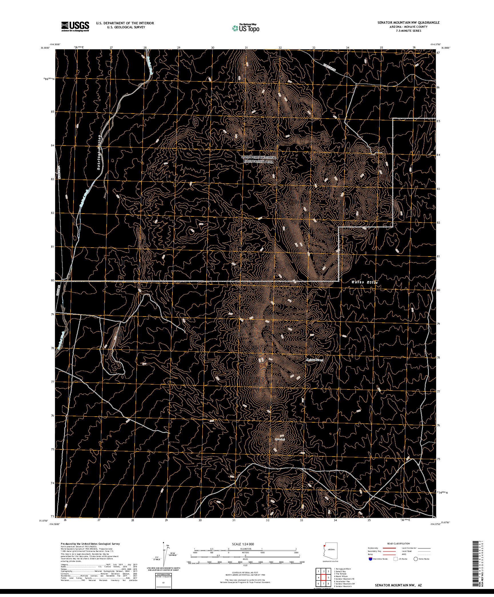 US TOPO 7.5-MINUTE MAP FOR SENATOR MOUNTAIN NW, AZ