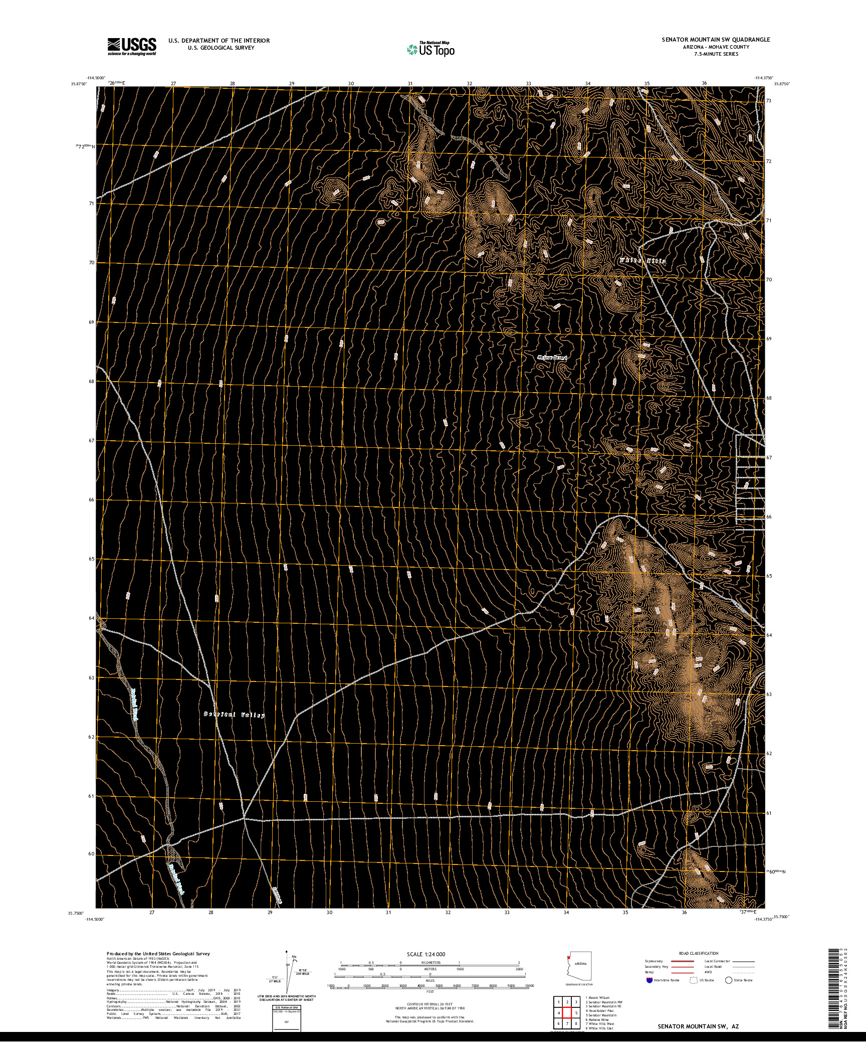 US TOPO 7.5-MINUTE MAP FOR SENATOR MOUNTAIN SW, AZ