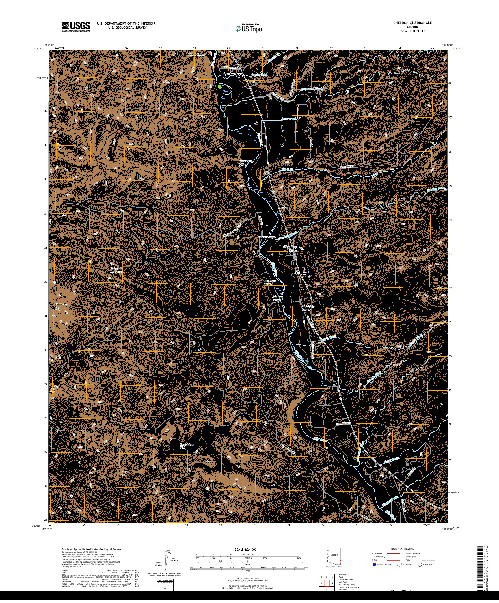 US TOPO 7.5-MINUTE MAP FOR SHELDON, AZ