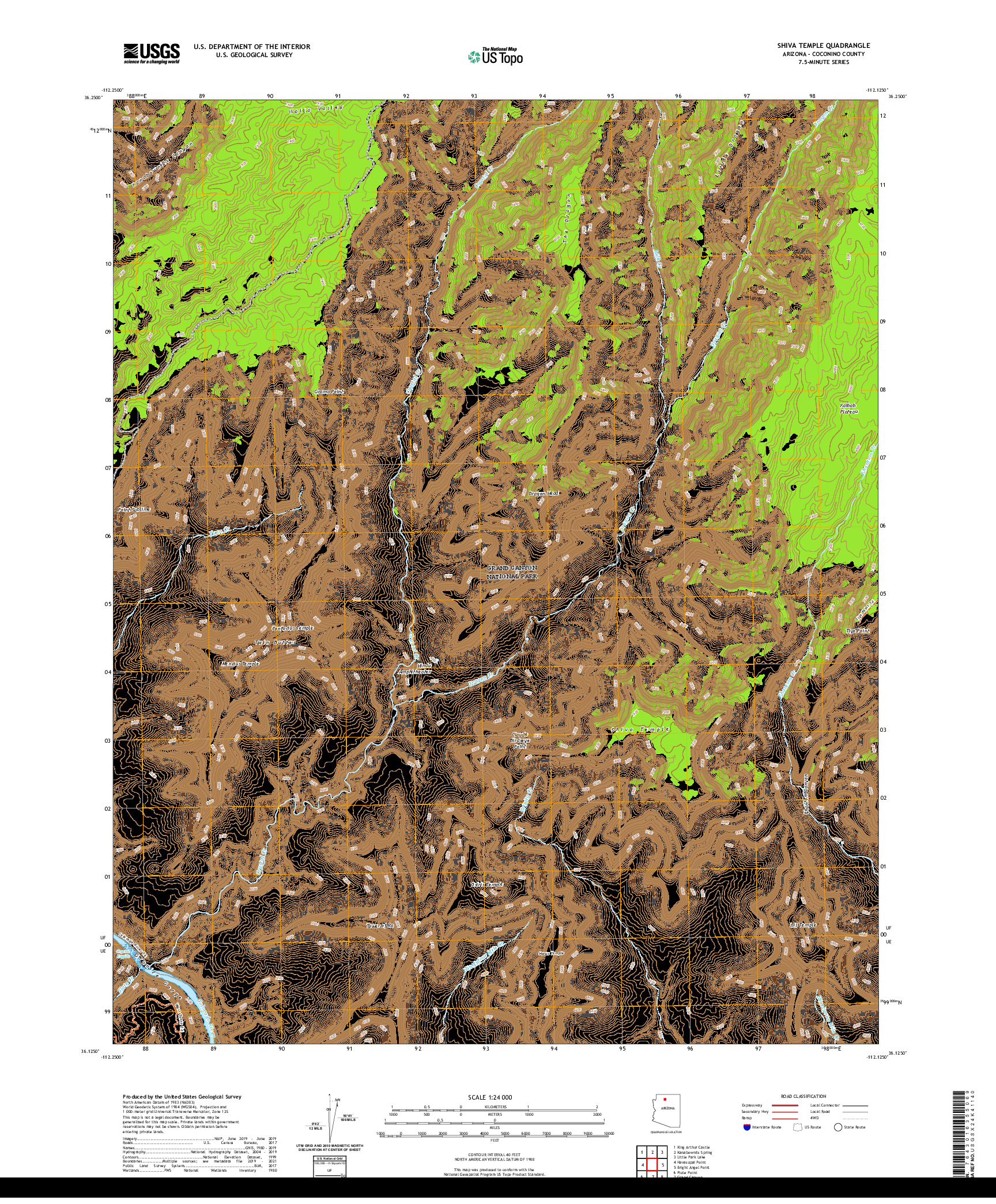 US TOPO 7.5-MINUTE MAP FOR SHIVA TEMPLE, AZ