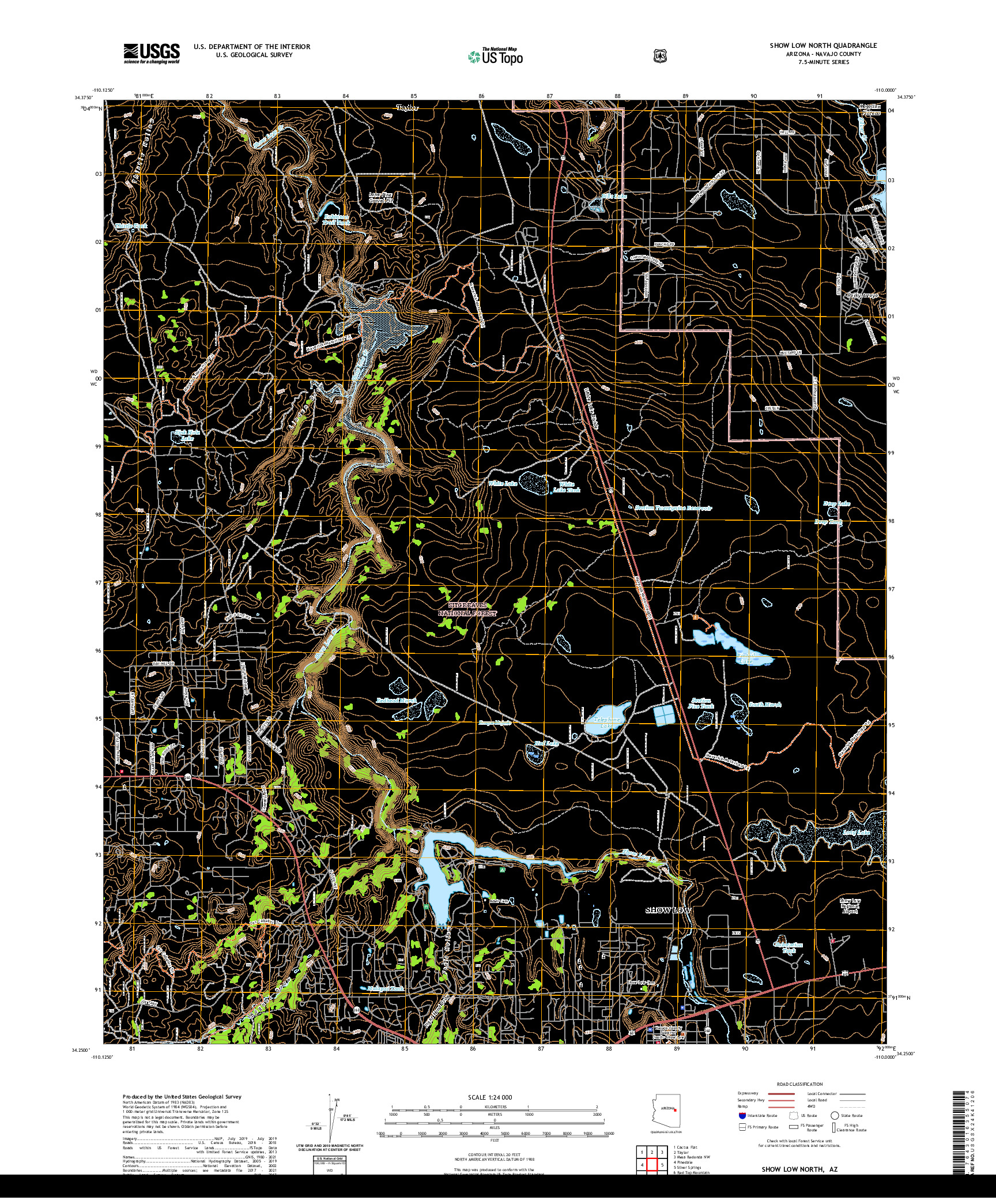 US TOPO 7.5-MINUTE MAP FOR SHOW LOW NORTH, AZ