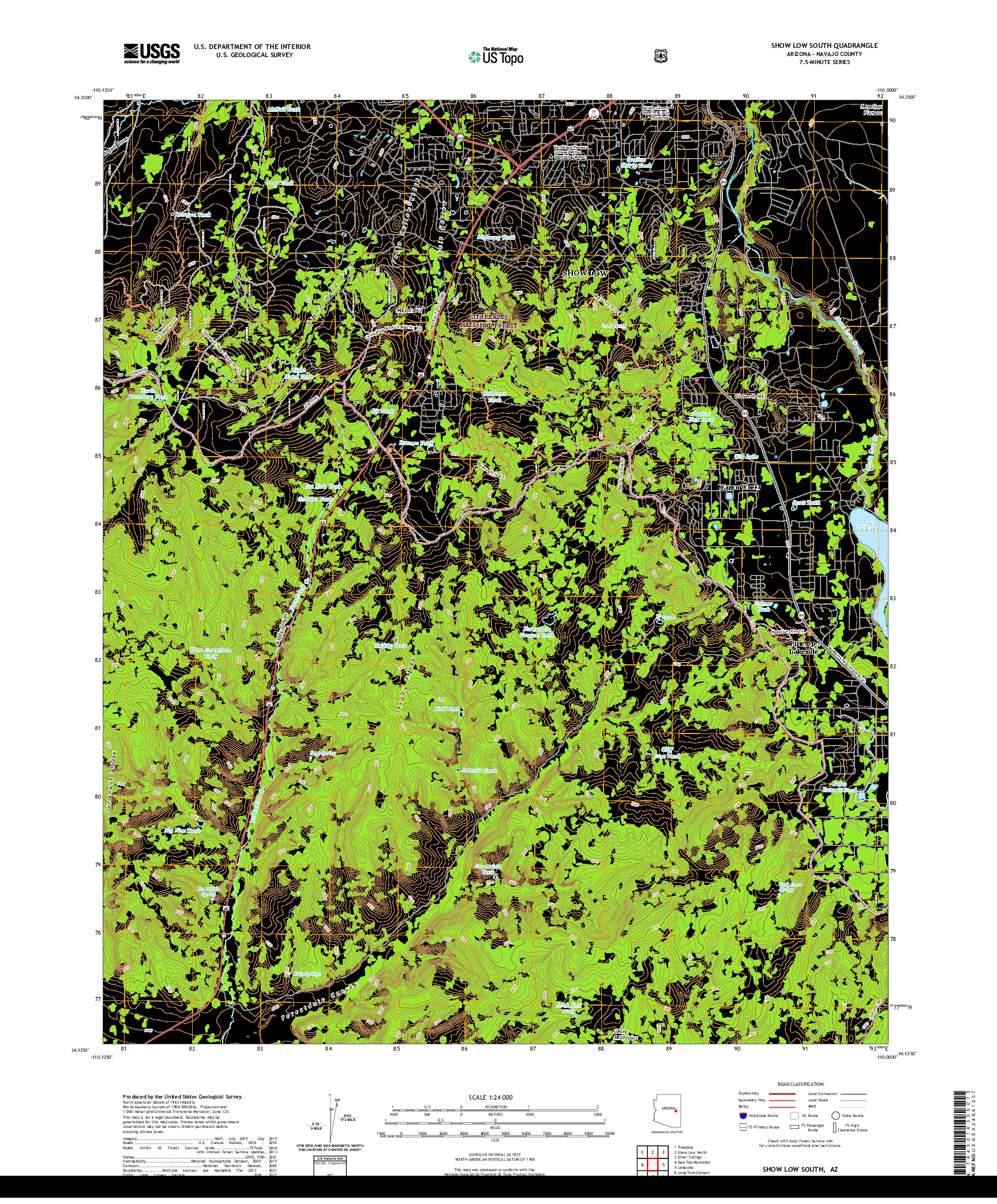 US TOPO 7.5-MINUTE MAP FOR SHOW LOW SOUTH, AZ