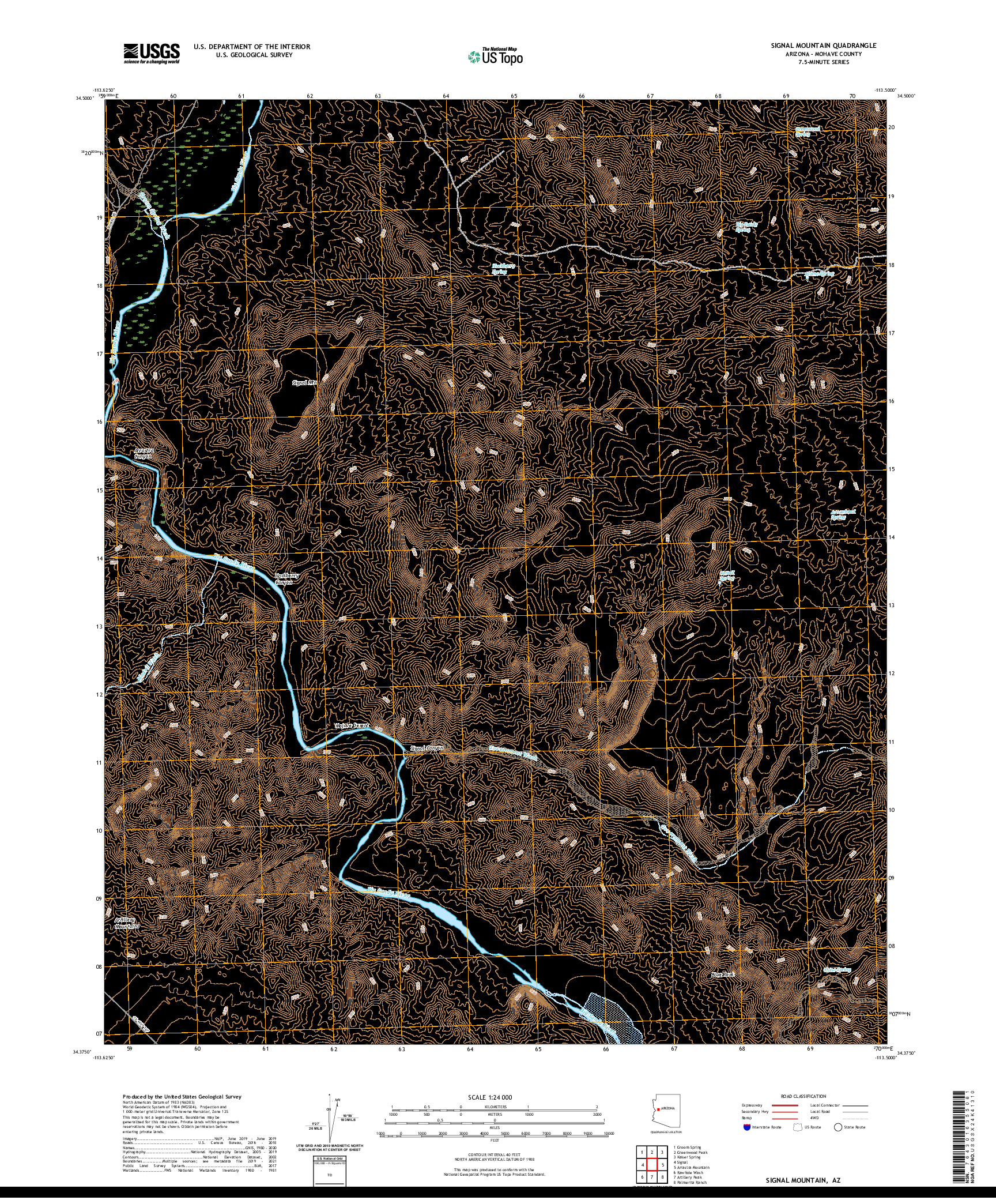 US TOPO 7.5-MINUTE MAP FOR SIGNAL MOUNTAIN, AZ