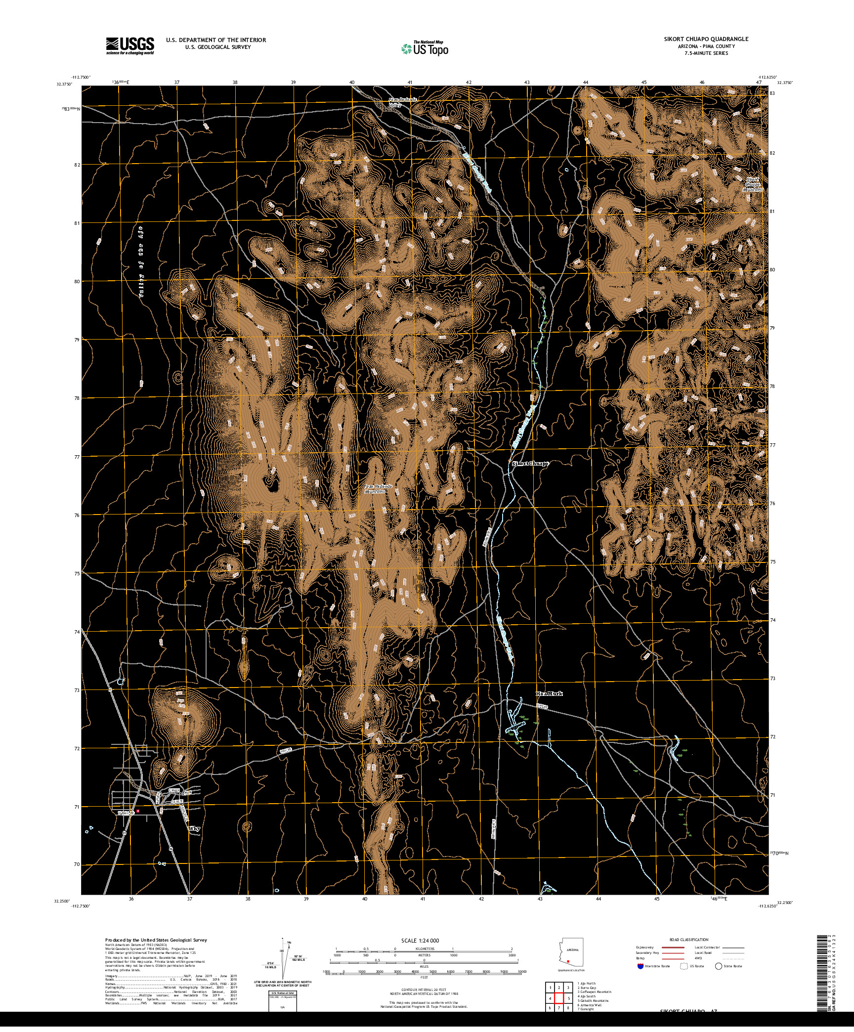 US TOPO 7.5-MINUTE MAP FOR SIKORT CHUAPO, AZ