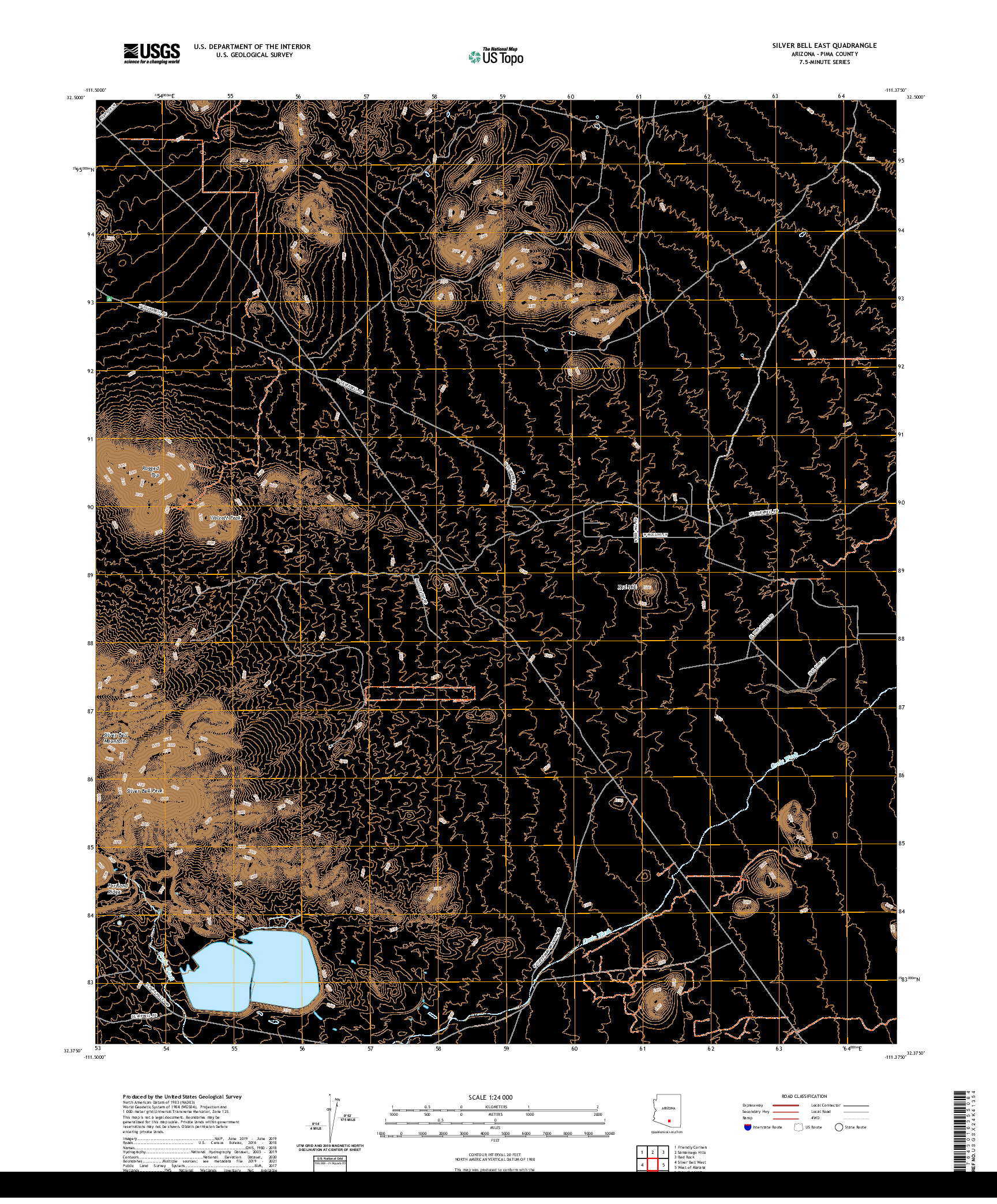 US TOPO 7.5-MINUTE MAP FOR SILVER BELL EAST, AZ