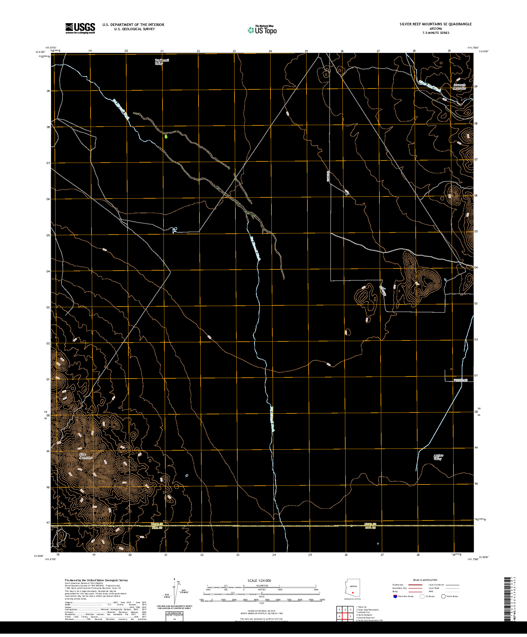 US TOPO 7.5-MINUTE MAP FOR SILVER REEF MOUNTAINS SE, AZ