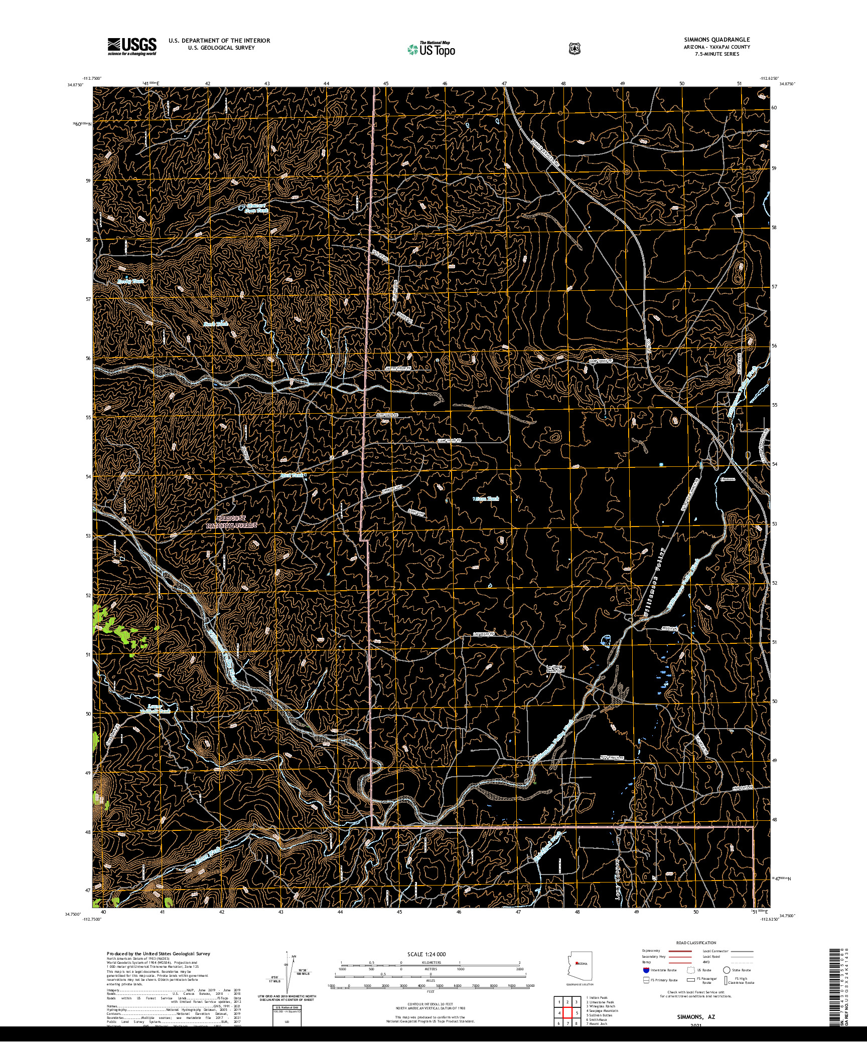 US TOPO 7.5-MINUTE MAP FOR SIMMONS, AZ