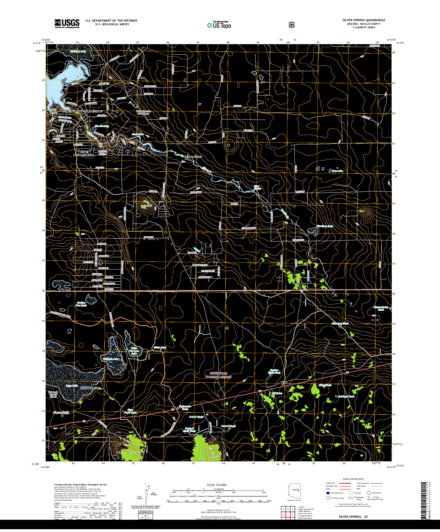 US TOPO 7.5-MINUTE MAP FOR SILVER SPRINGS, AZ