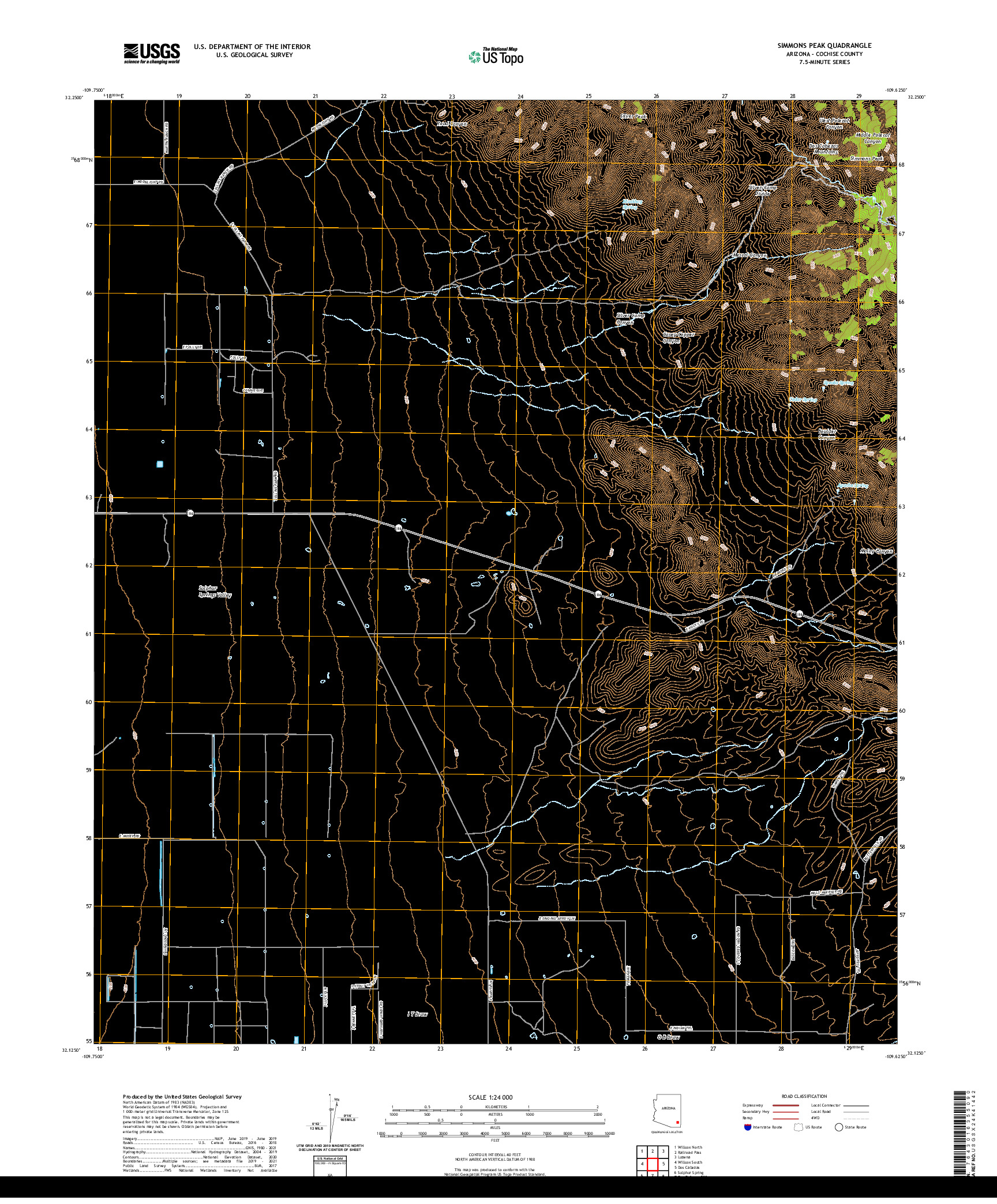 US TOPO 7.5-MINUTE MAP FOR SIMMONS PEAK, AZ