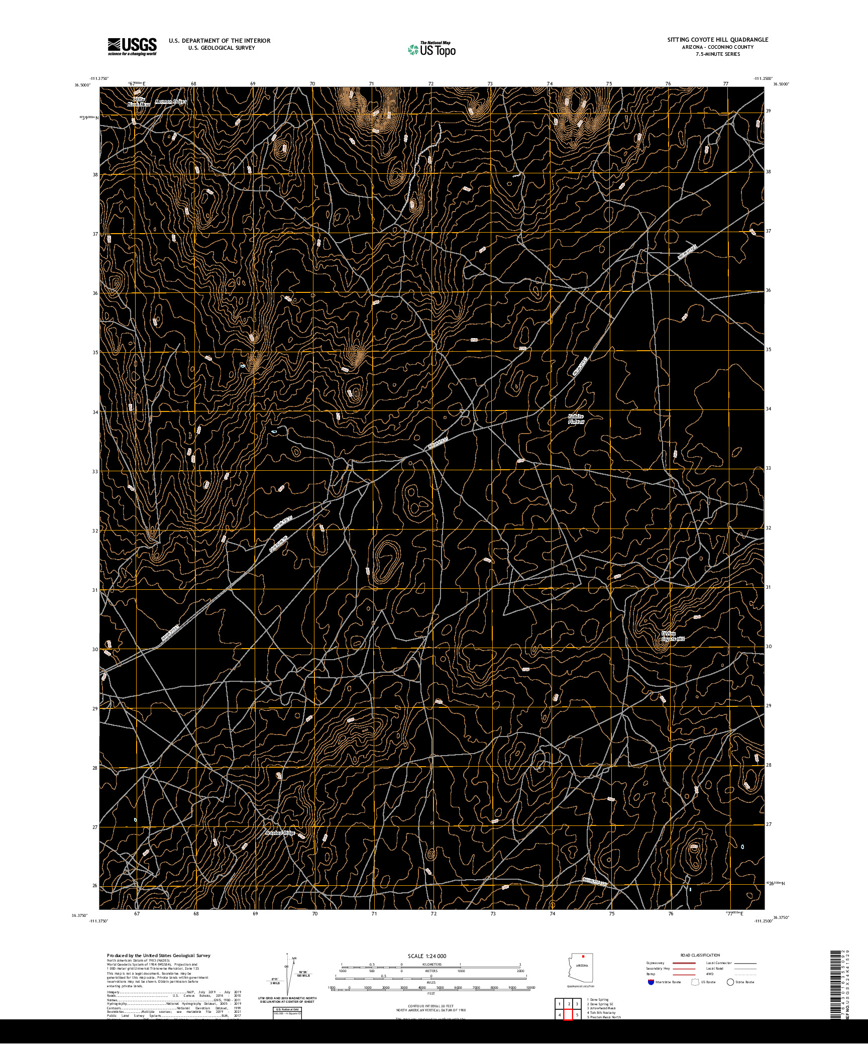 US TOPO 7.5-MINUTE MAP FOR SITTING COYOTE HILL, AZ