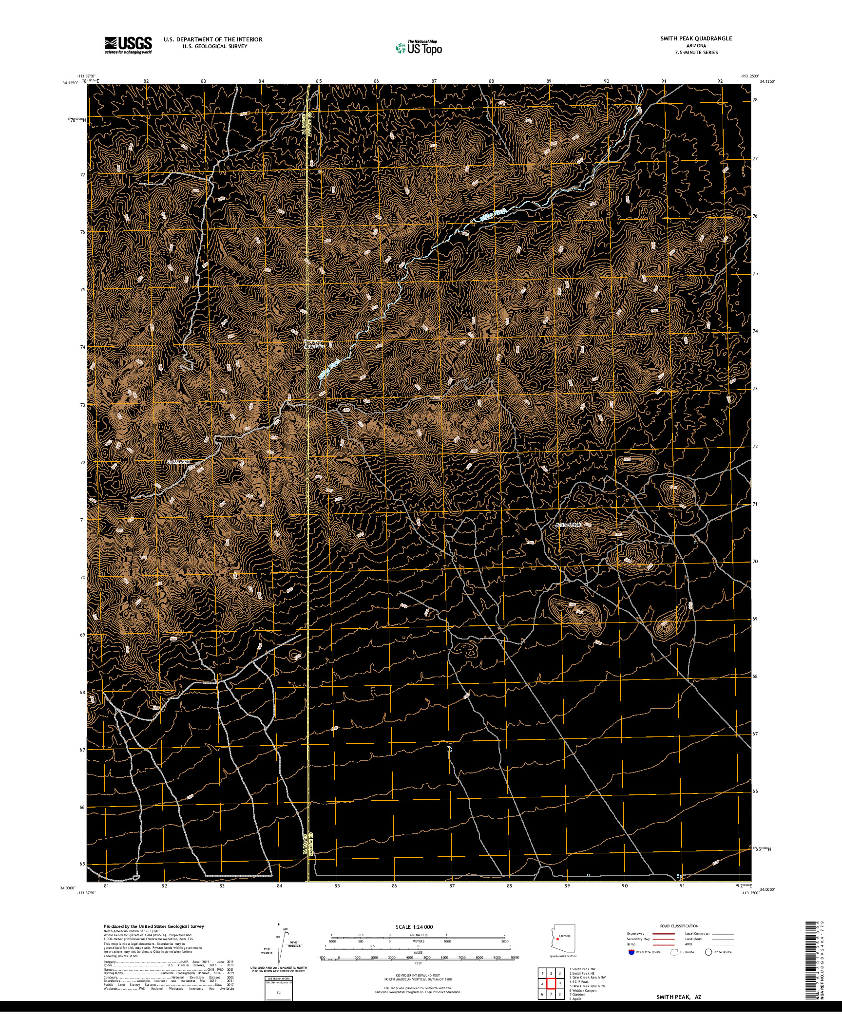 US TOPO 7.5-MINUTE MAP FOR SMITH PEAK, AZ