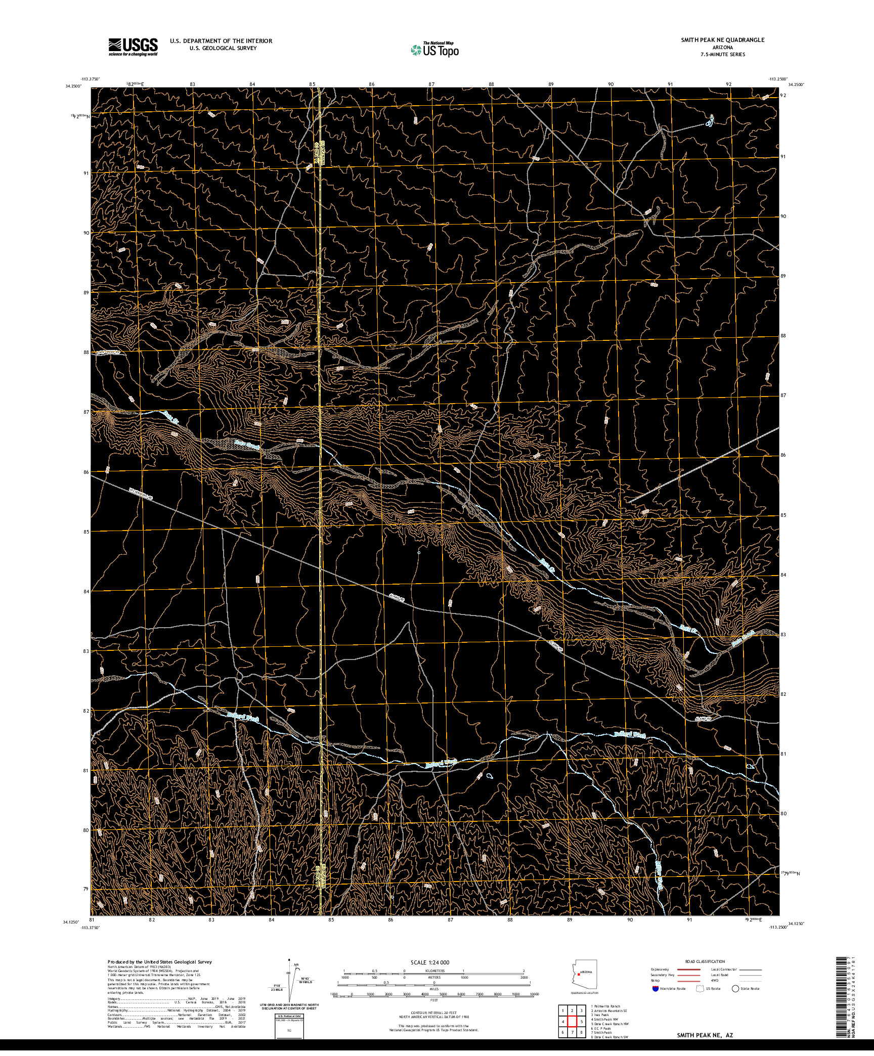 US TOPO 7.5-MINUTE MAP FOR SMITH PEAK NE, AZ