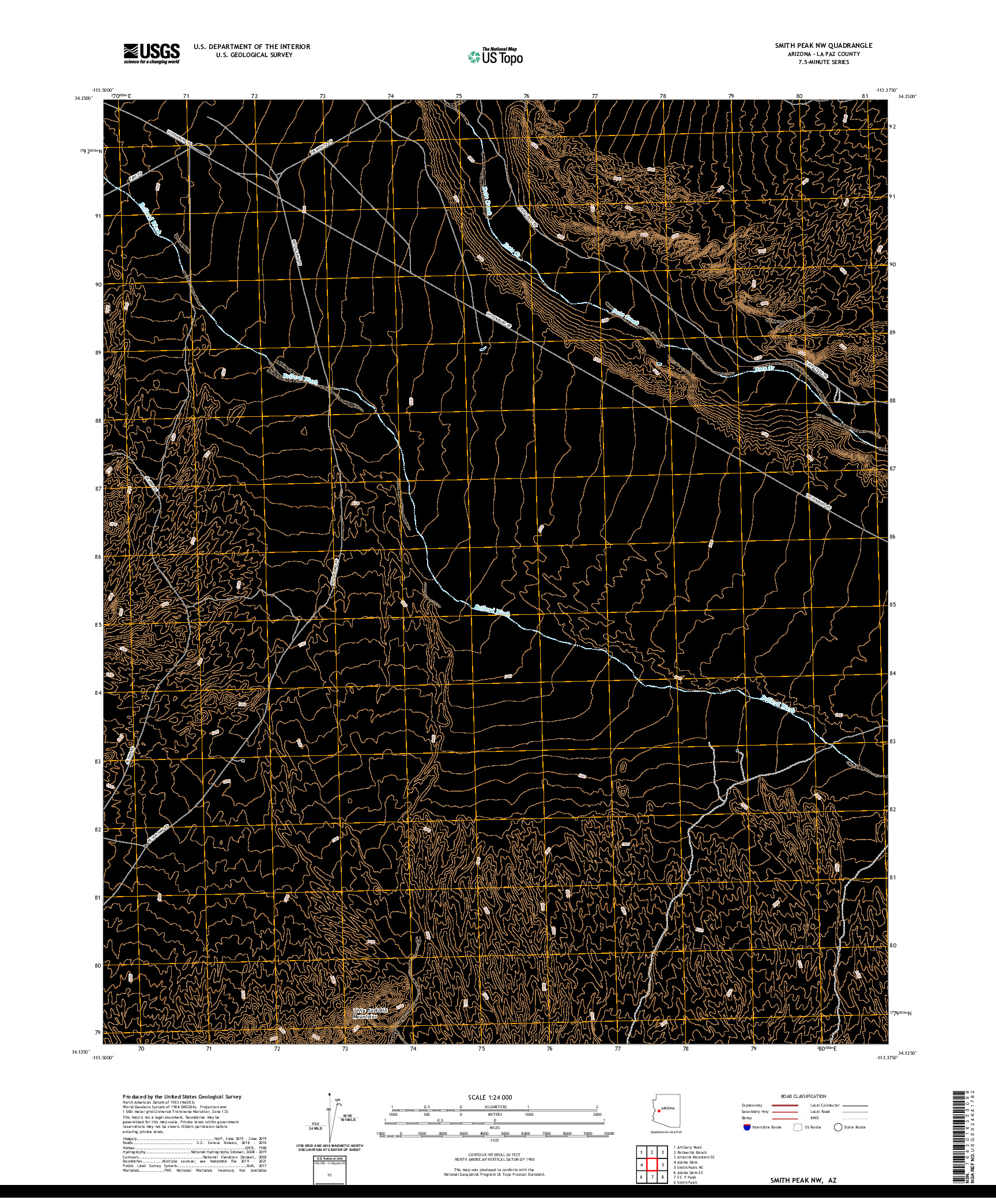 US TOPO 7.5-MINUTE MAP FOR SMITH PEAK NW, AZ