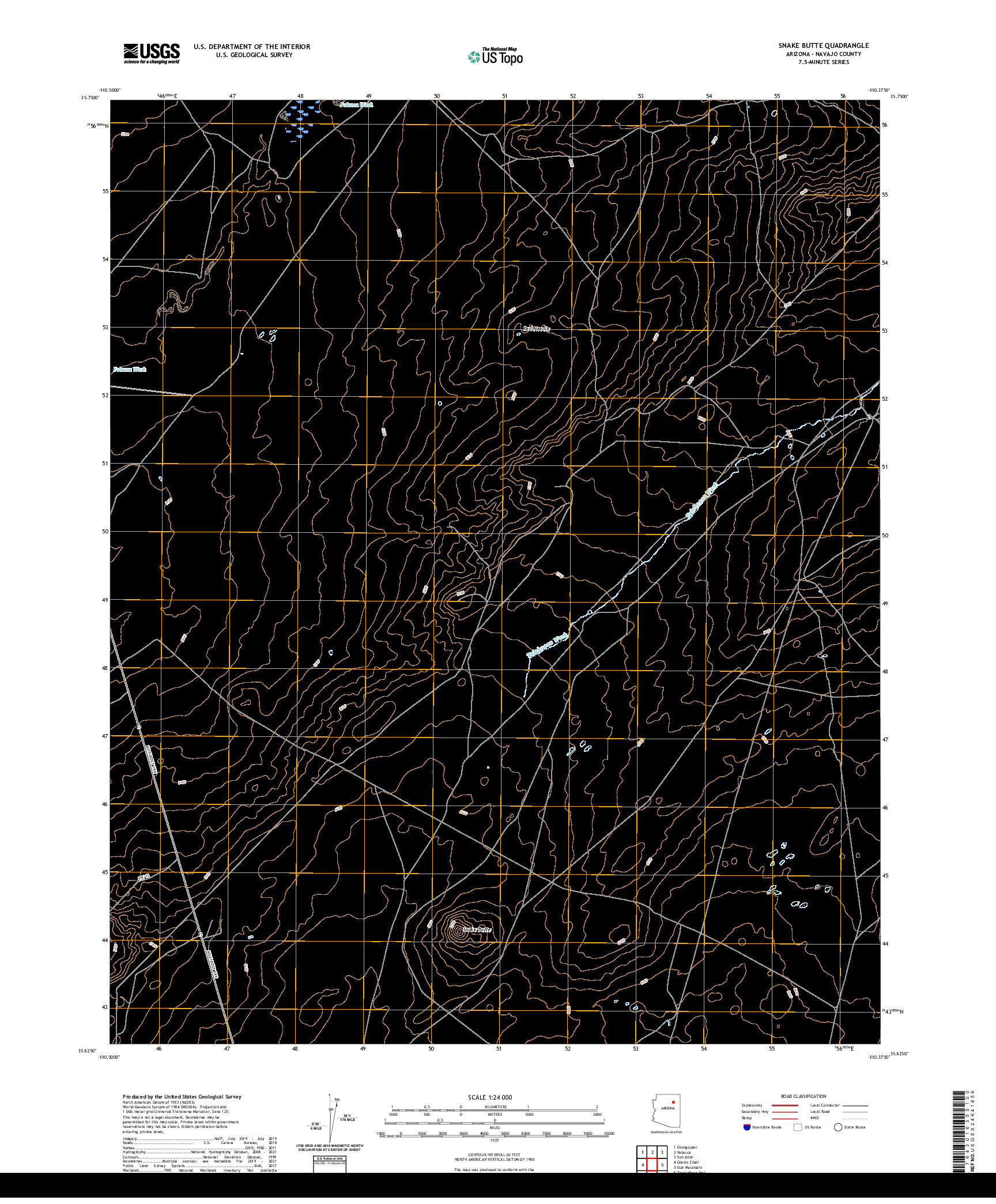 US TOPO 7.5-MINUTE MAP FOR SNAKE BUTTE, AZ