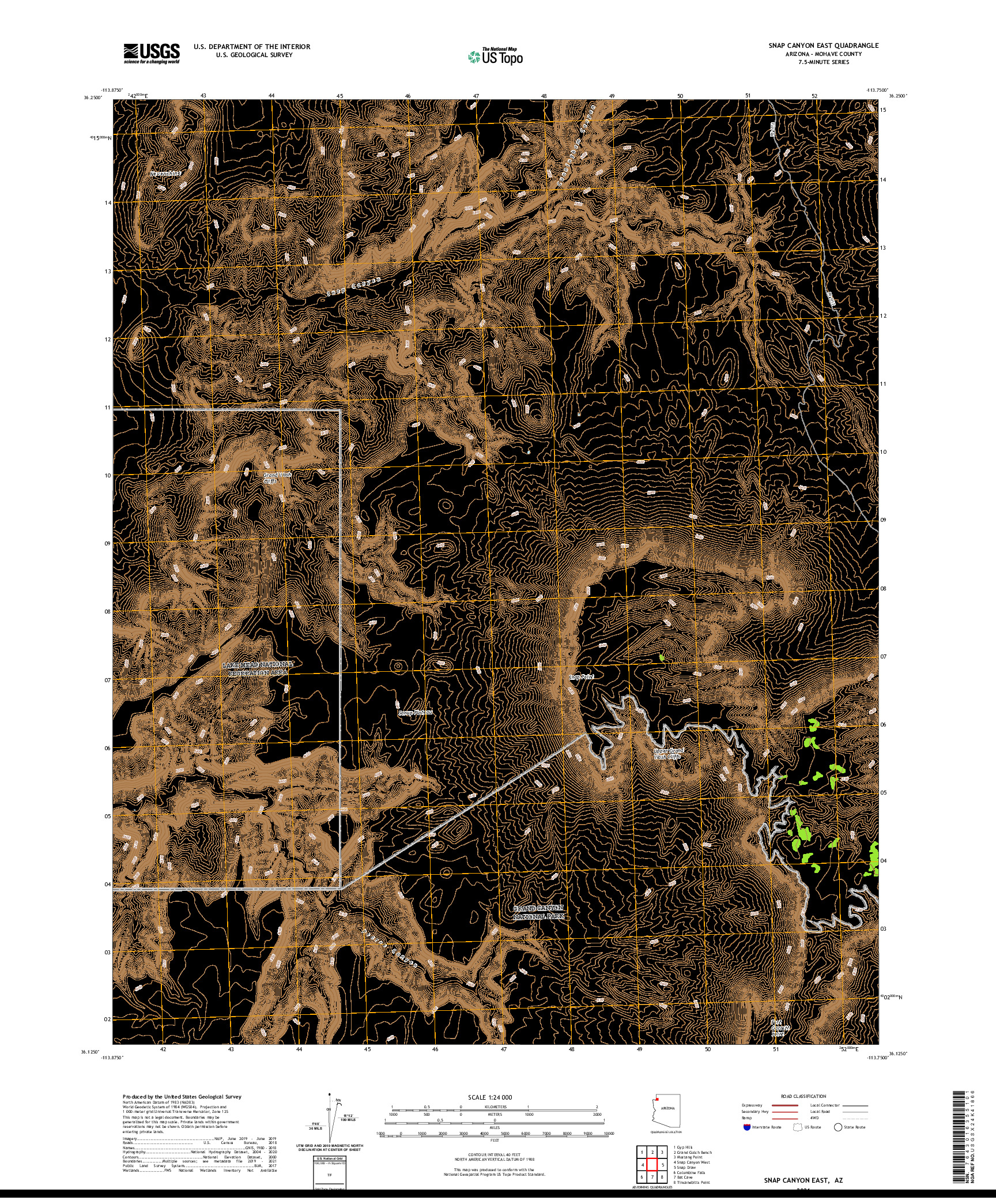 US TOPO 7.5-MINUTE MAP FOR SNAP CANYON EAST, AZ