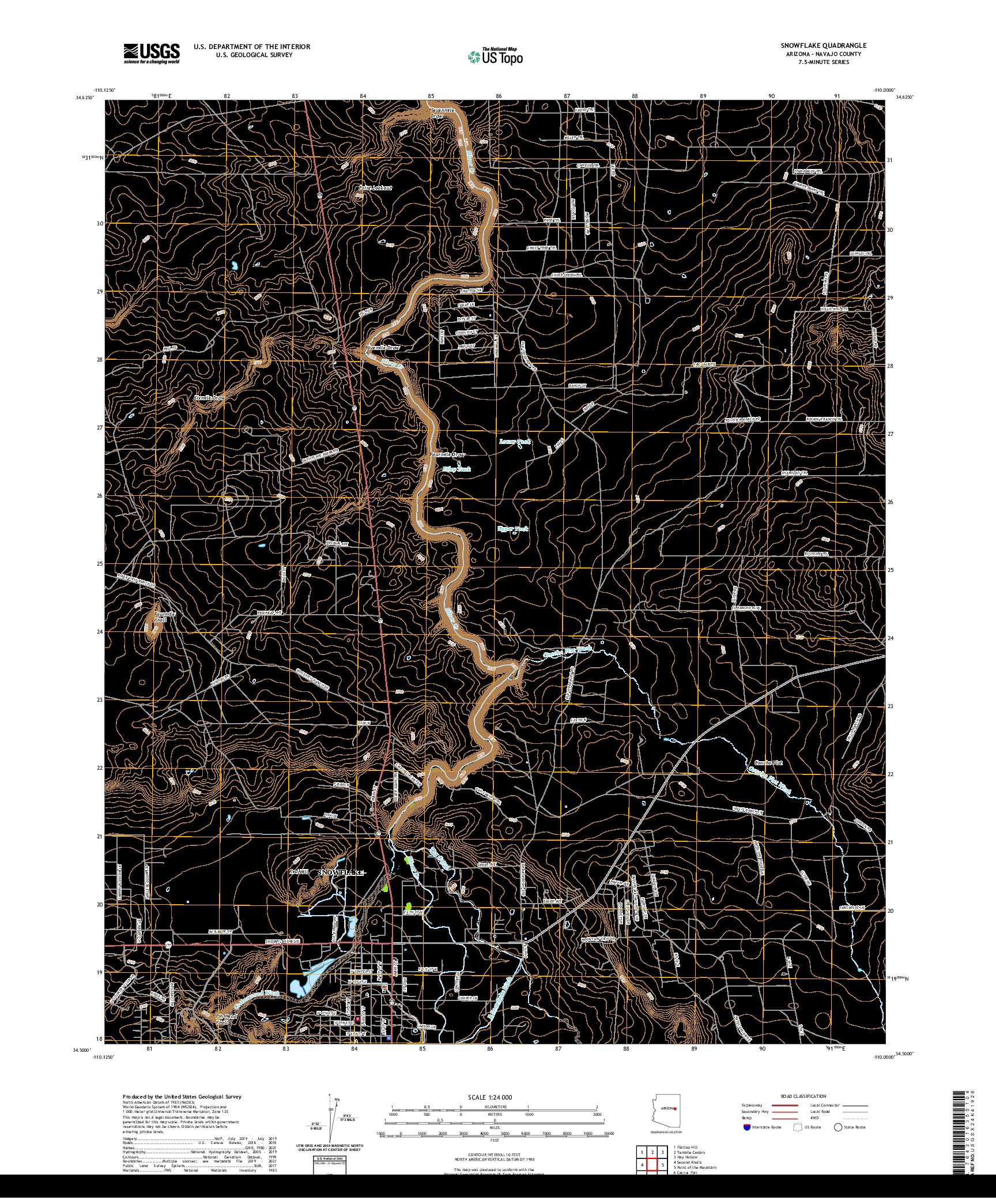 US TOPO 7.5-MINUTE MAP FOR SNOWFLAKE, AZ