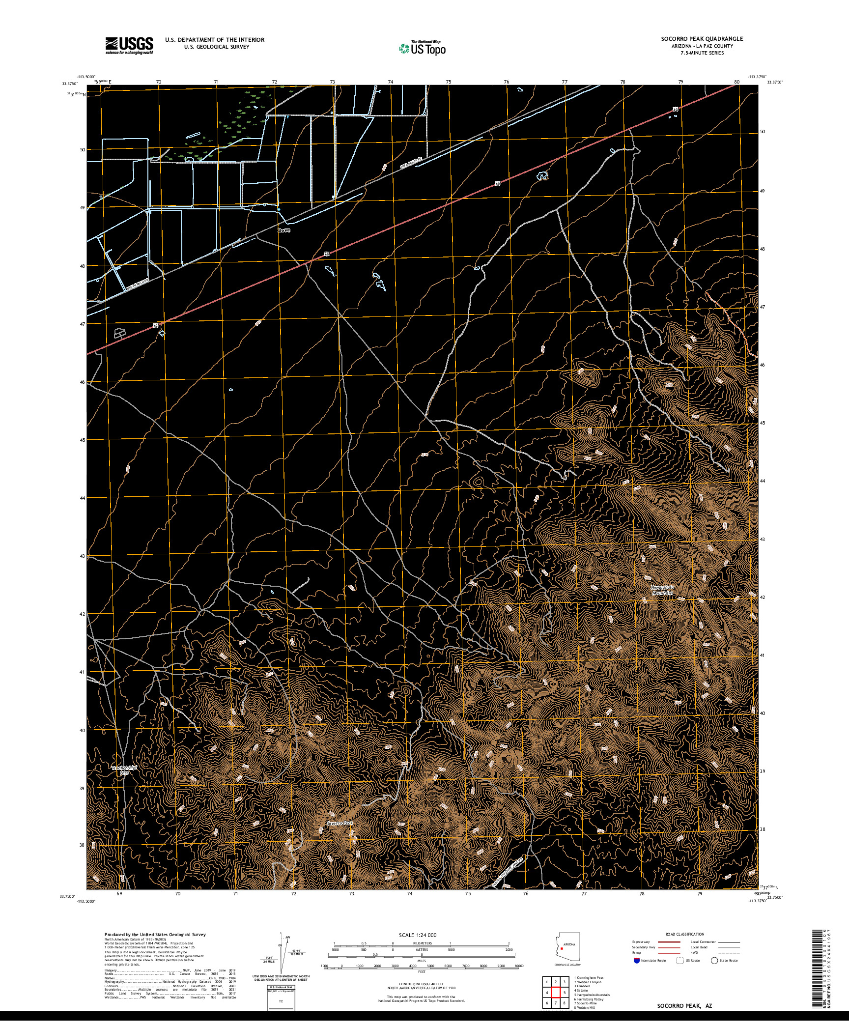 US TOPO 7.5-MINUTE MAP FOR SOCORRO PEAK, AZ