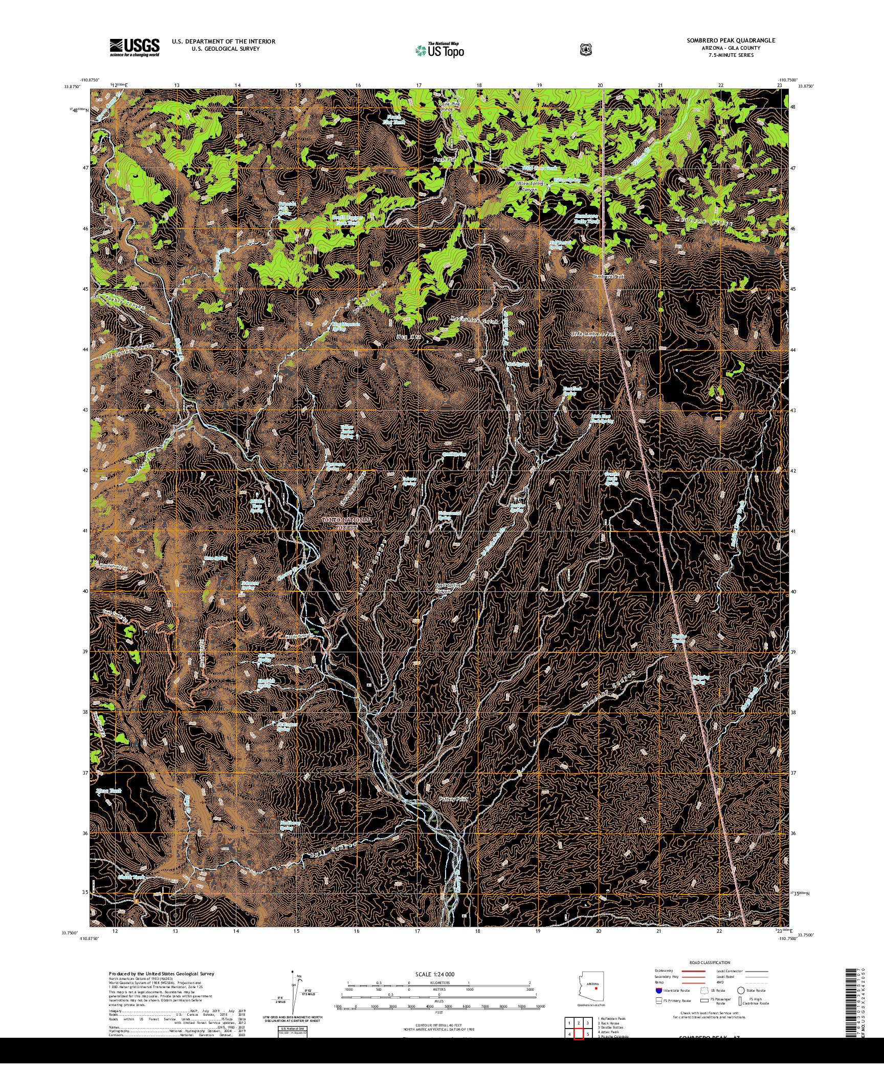 US TOPO 7.5-MINUTE MAP FOR SOMBRERO PEAK, AZ