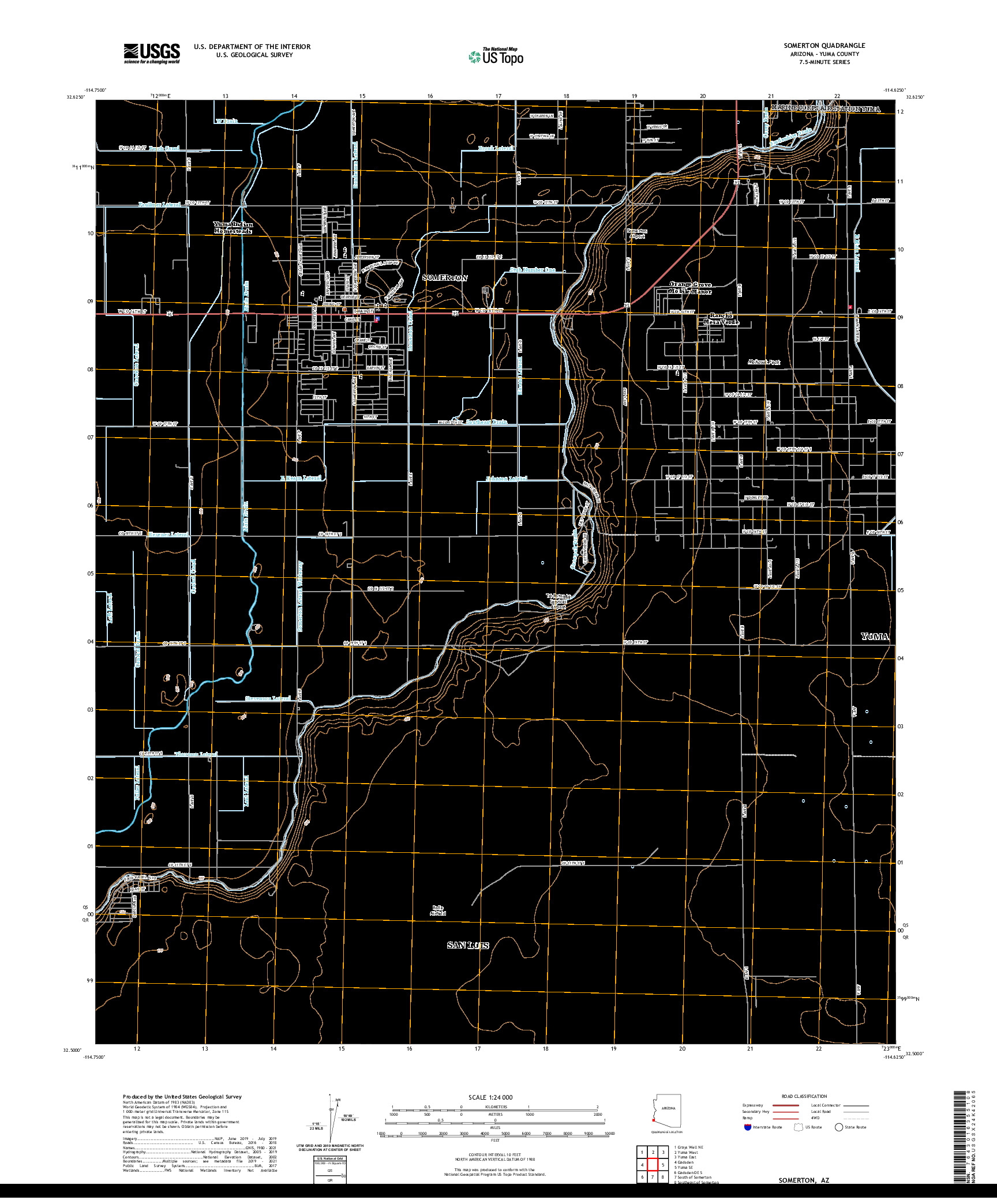 USGS US TOPO 7.5-MINUTE MAP FOR SOMERTON, AZ 2021