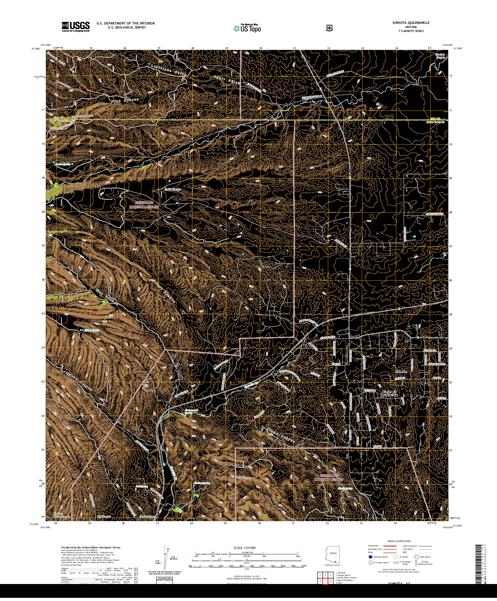 US TOPO 7.5-MINUTE MAP FOR SONOITA, AZ