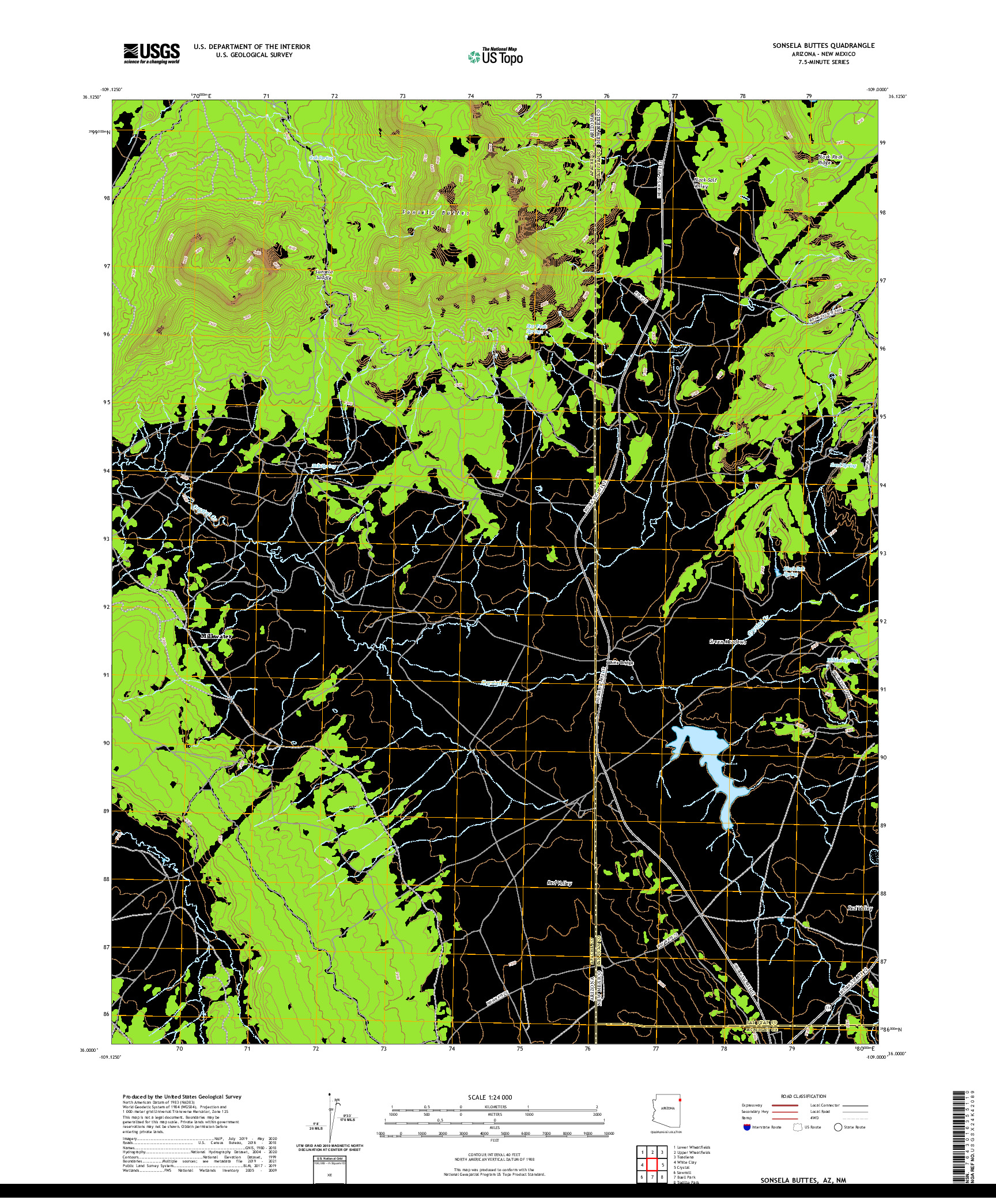 US TOPO 7.5-MINUTE MAP FOR SONSELA BUTTES, AZ,NM