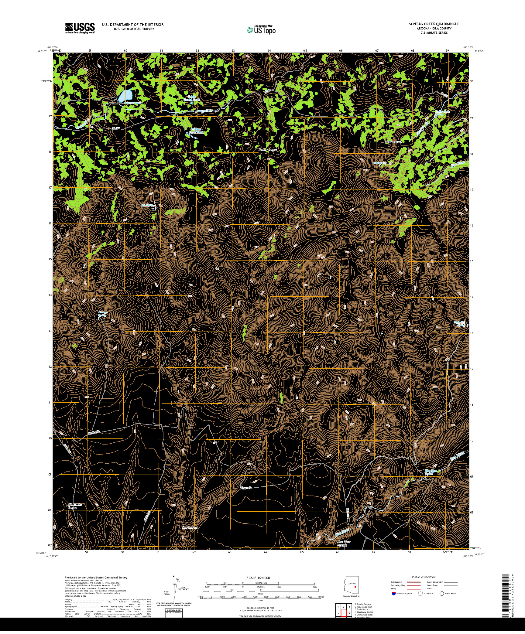 US TOPO 7.5-MINUTE MAP FOR SONTAG CREEK, AZ