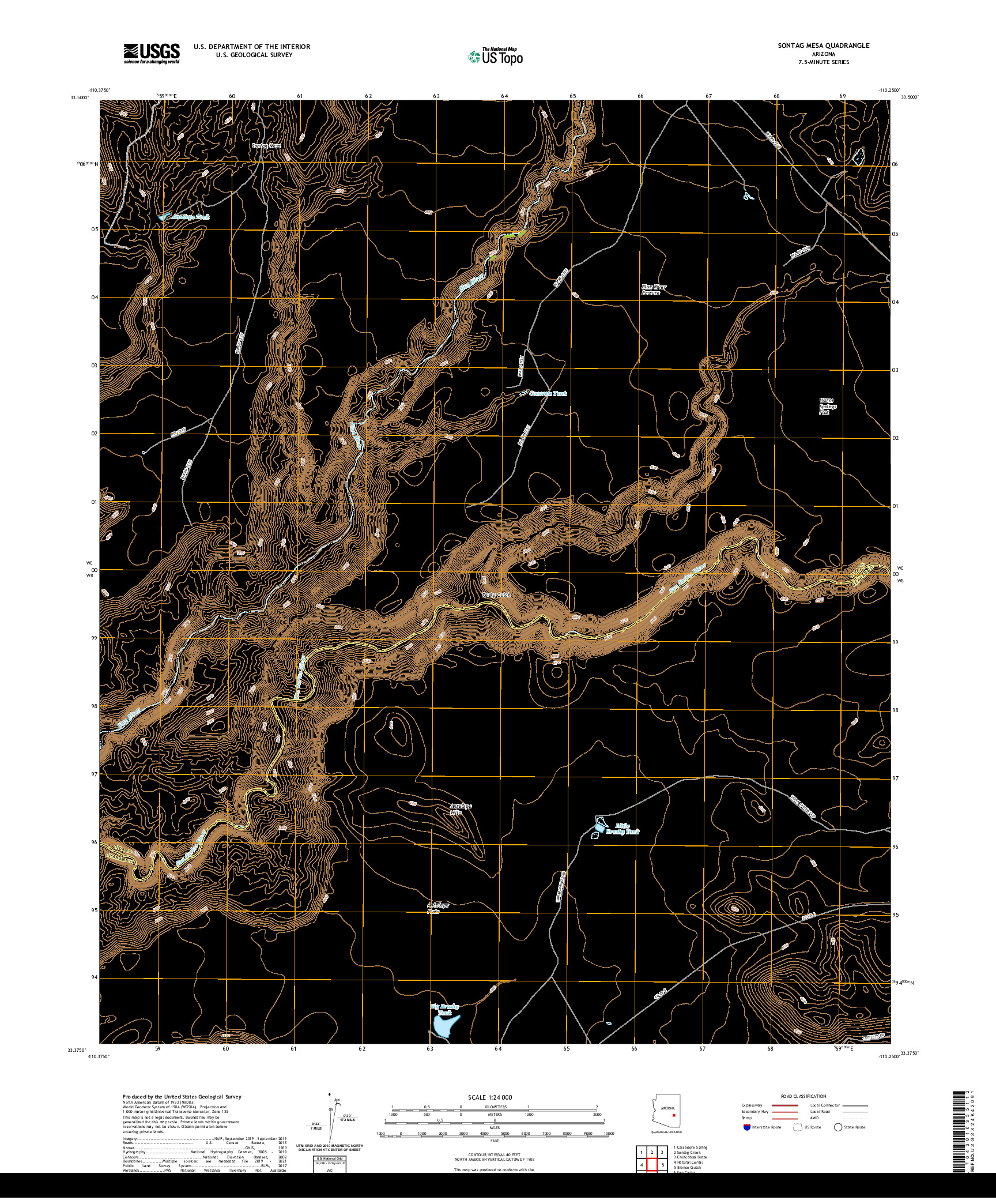 US TOPO 7.5-MINUTE MAP FOR SONTAG MESA, AZ