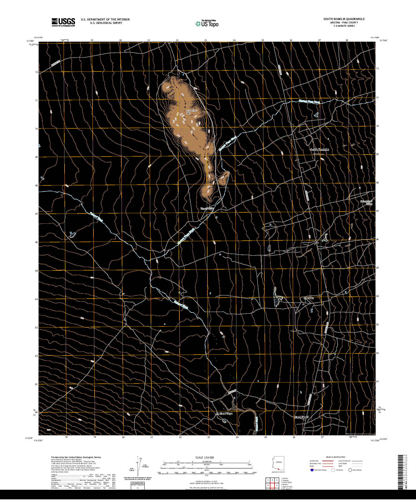 USGS US TOPO 7.5-MINUTE MAP FOR SOUTH KOMELIK, AZ 2021