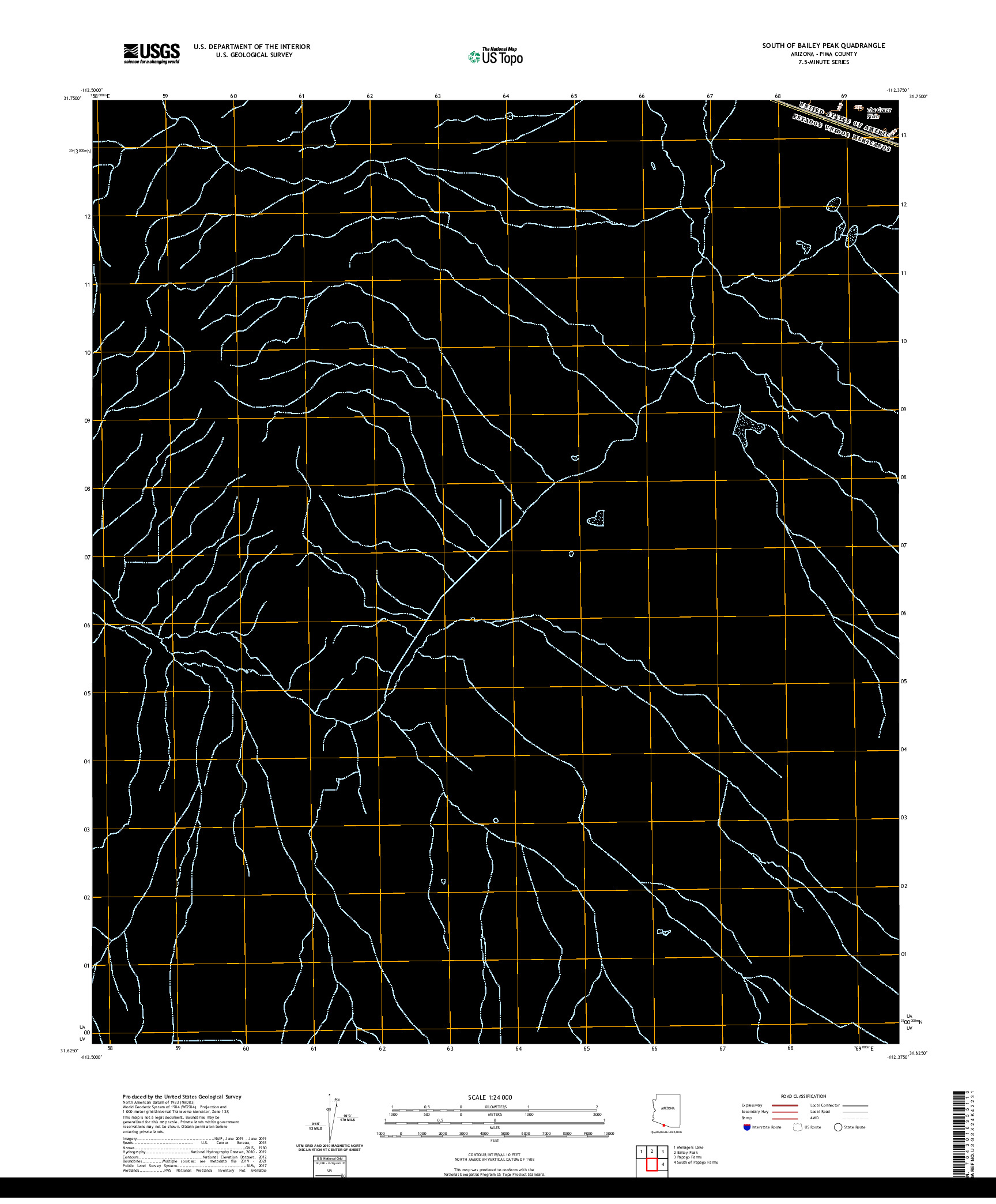 US TOPO 7.5-MINUTE MAP FOR SOUTH OF BAILEY PEAK, AZ,SON