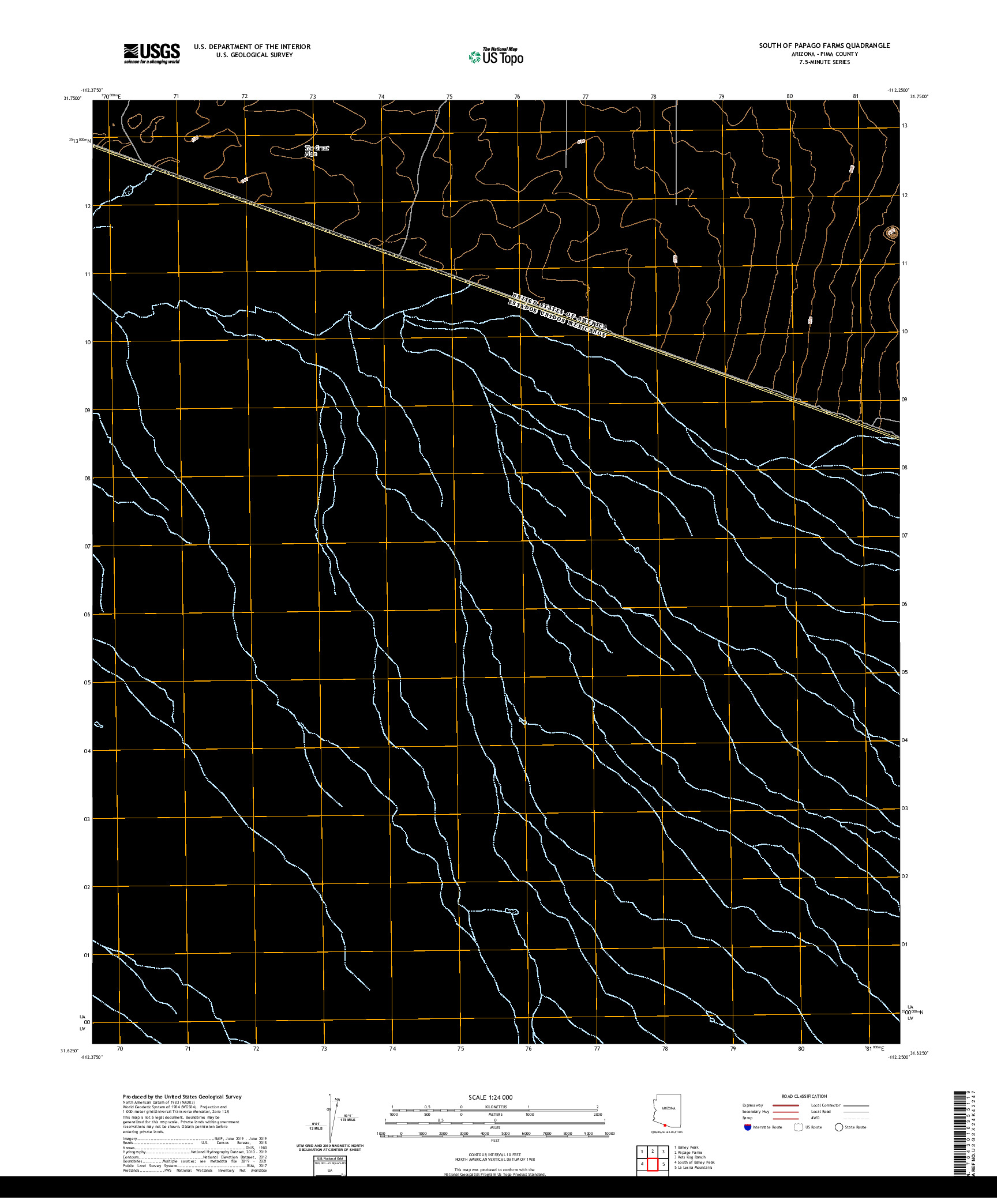 US TOPO 7.5-MINUTE MAP FOR SOUTH OF PAPAGO FARMS, AZ,SON