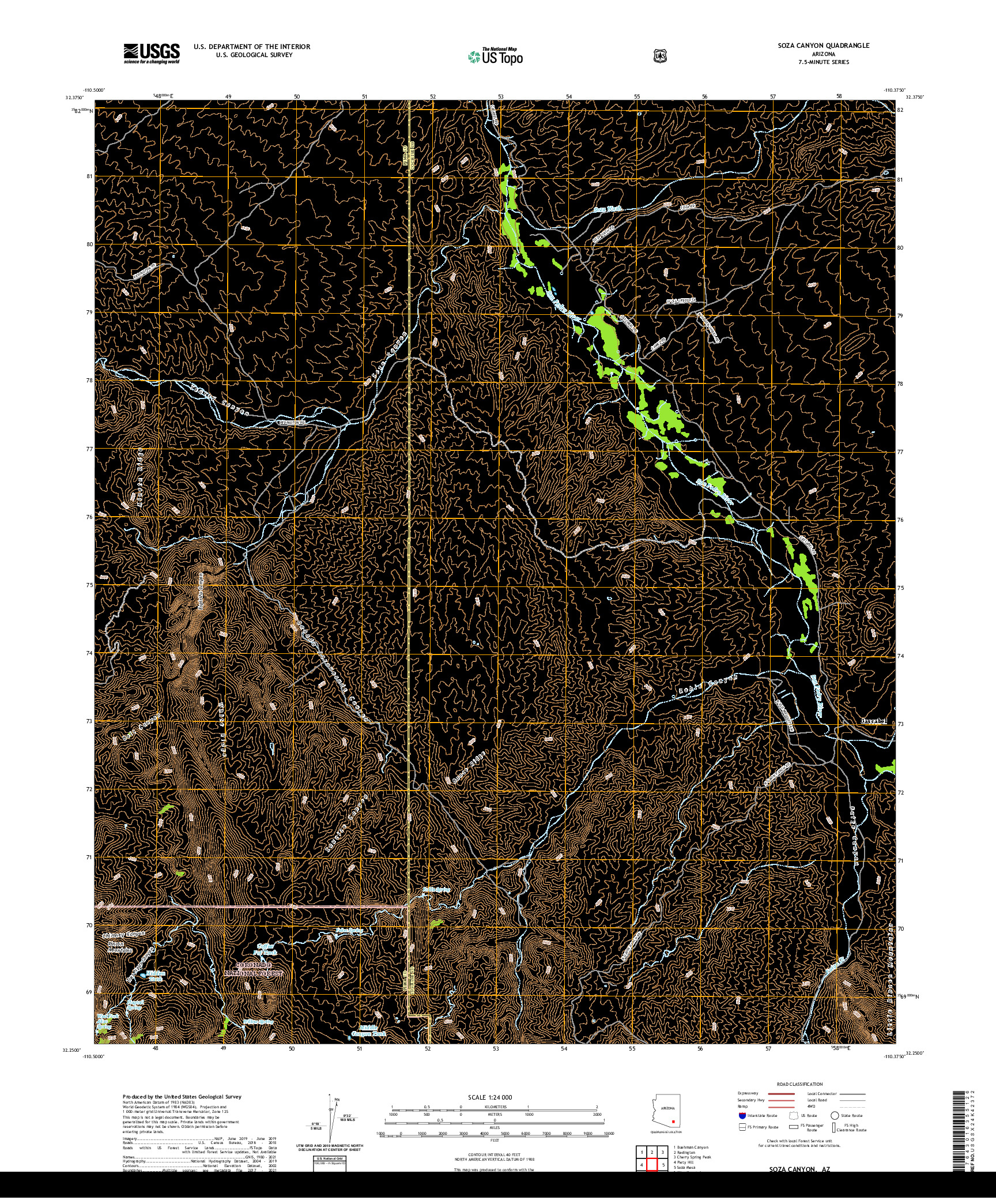 US TOPO 7.5-MINUTE MAP FOR SOZA CANYON, AZ