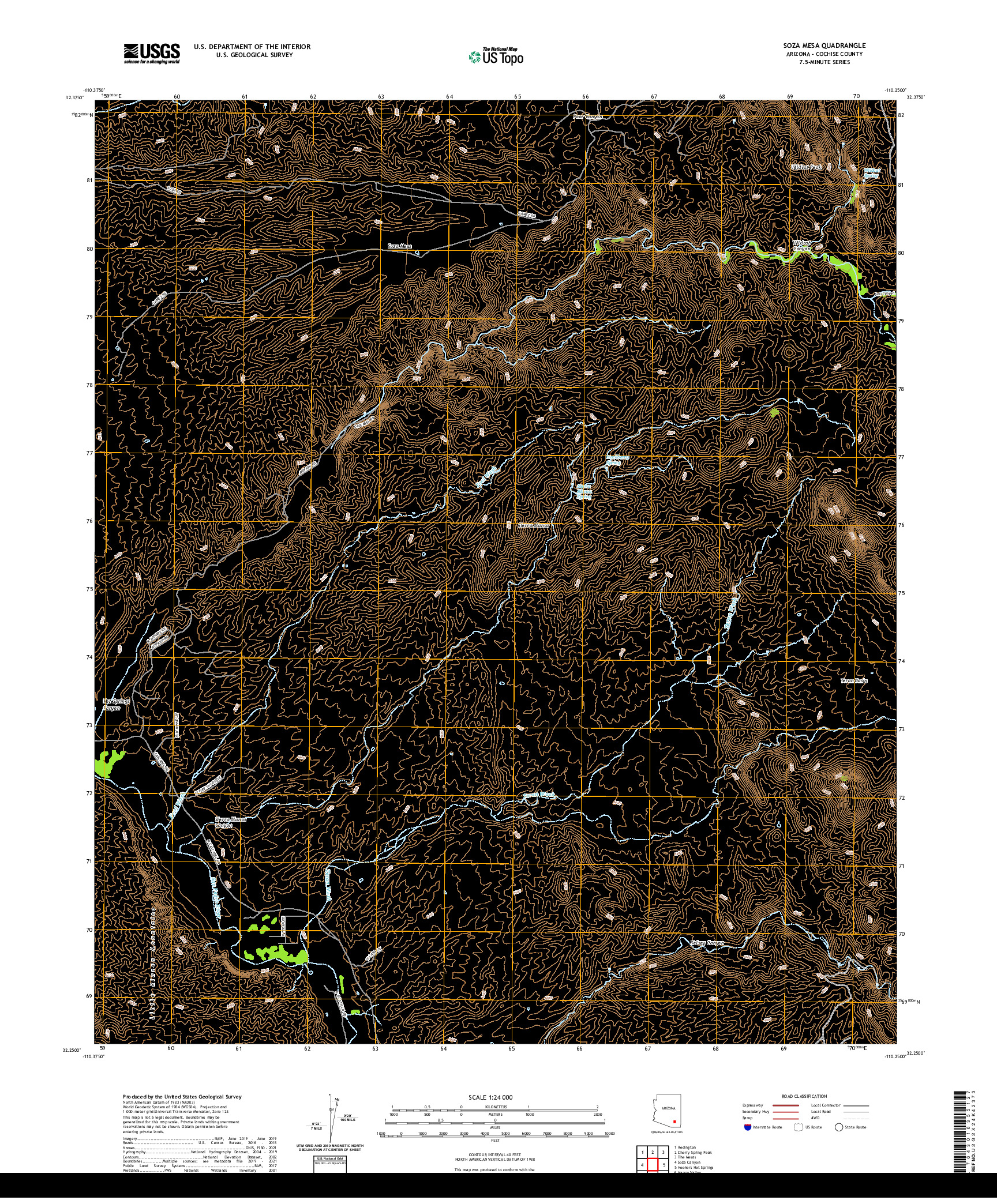 US TOPO 7.5-MINUTE MAP FOR SOZA MESA, AZ