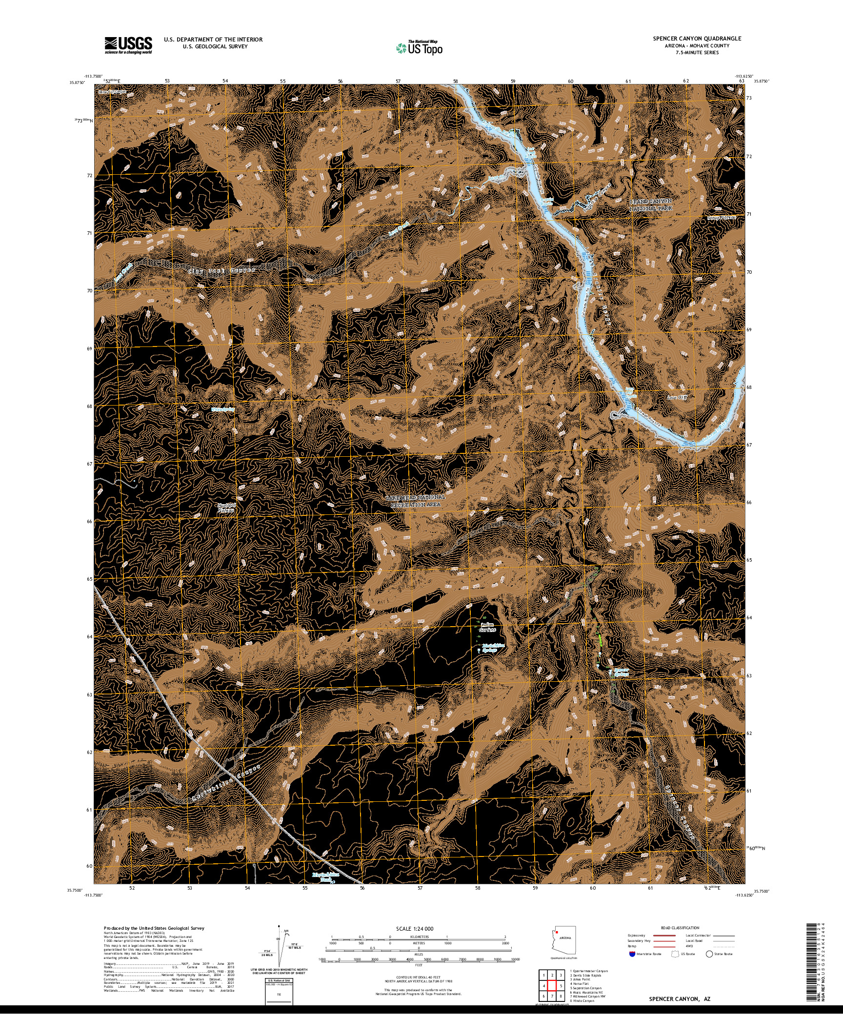 US TOPO 7.5-MINUTE MAP FOR SPENCER CANYON, AZ