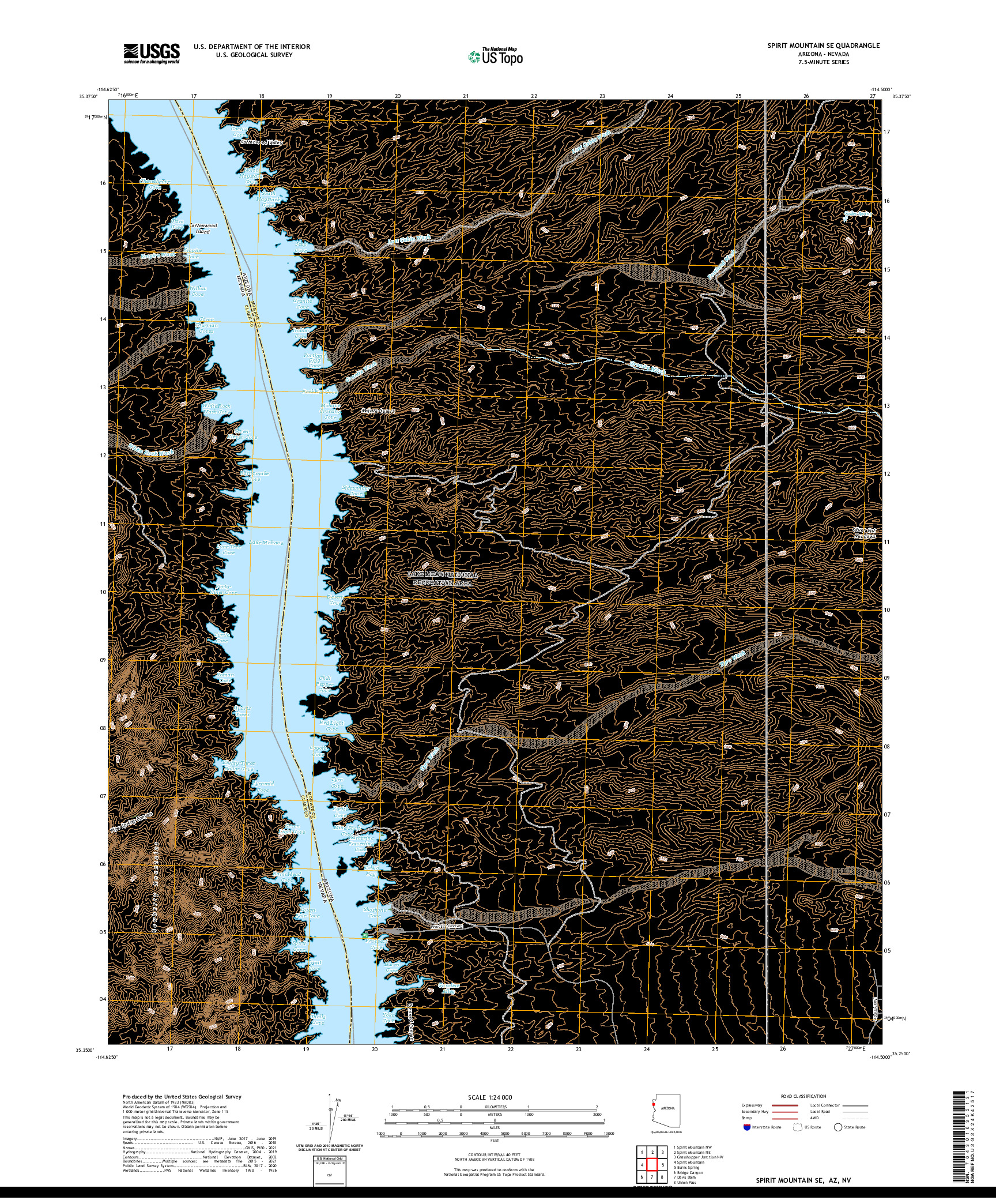 US TOPO 7.5-MINUTE MAP FOR SPIRIT MOUNTAIN SE, AZ,NV