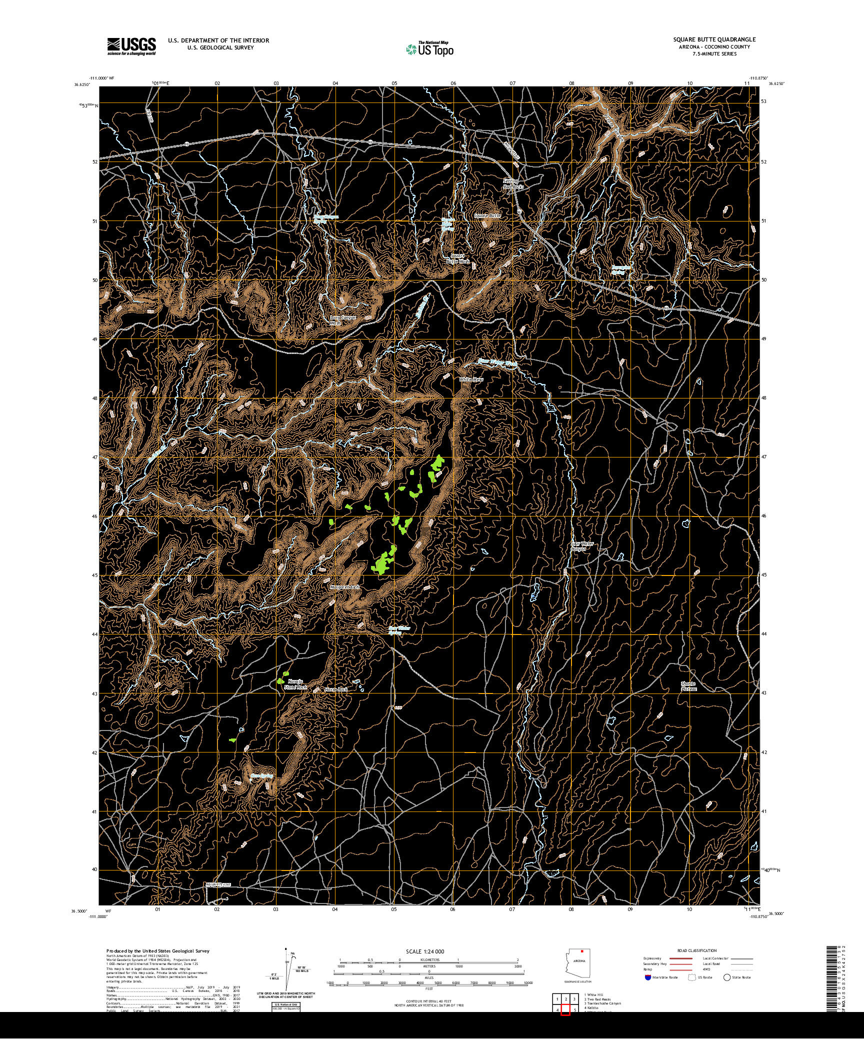 US TOPO 7.5-MINUTE MAP FOR SQUARE BUTTE, AZ