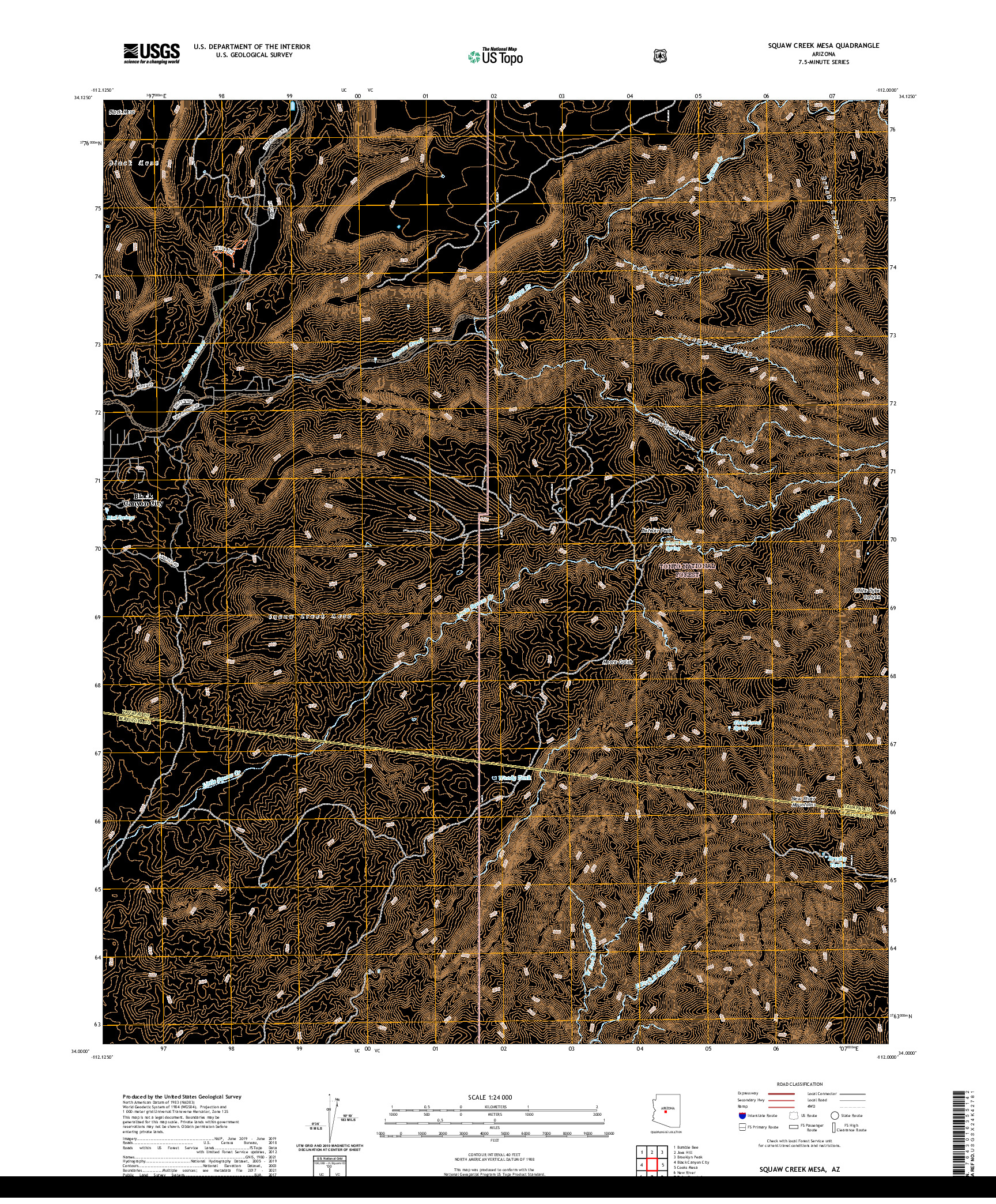 US TOPO 7.5-MINUTE MAP FOR SQUAW CREEK MESA, AZ