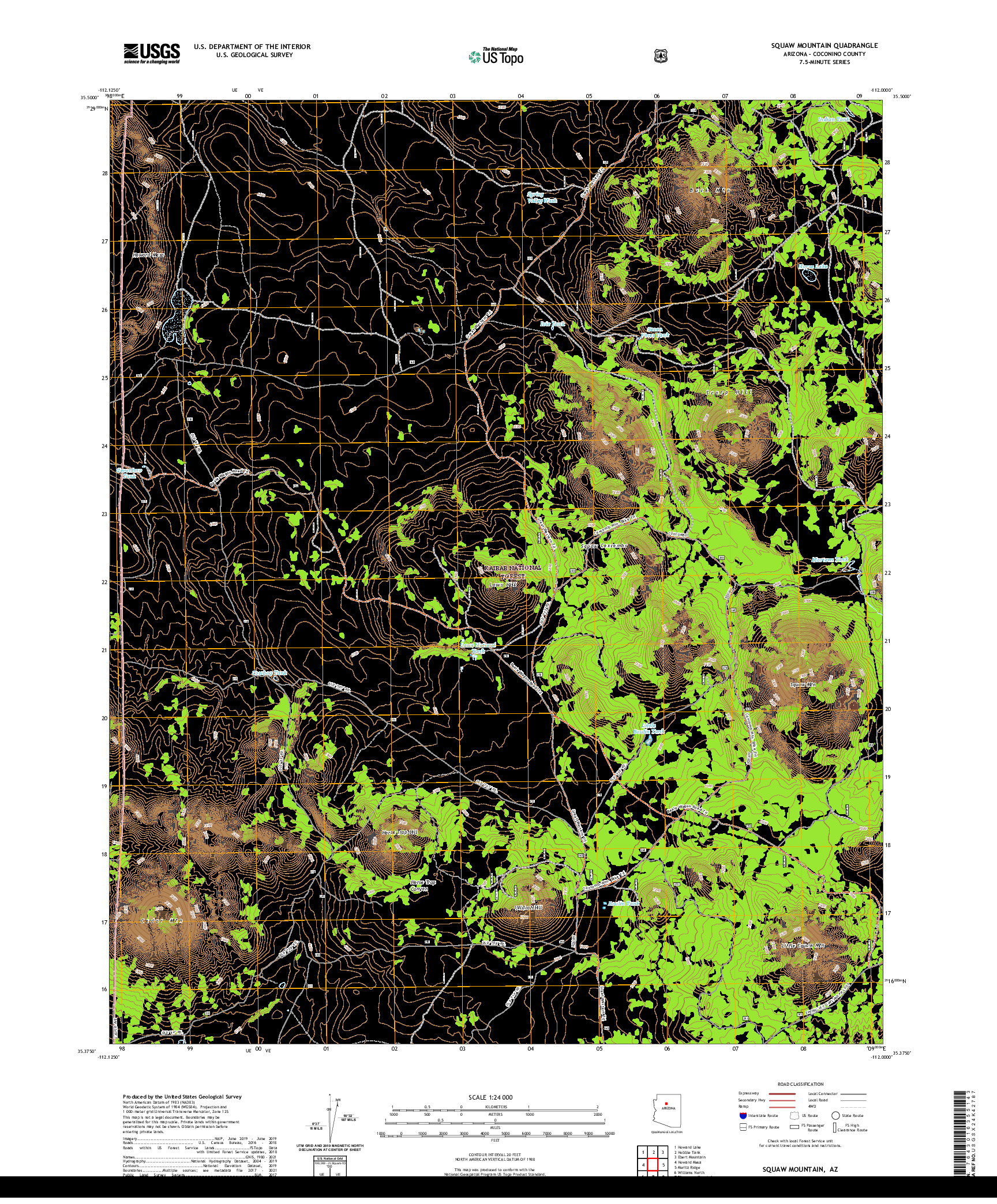 US TOPO 7.5-MINUTE MAP FOR SQUAW MOUNTAIN, AZ