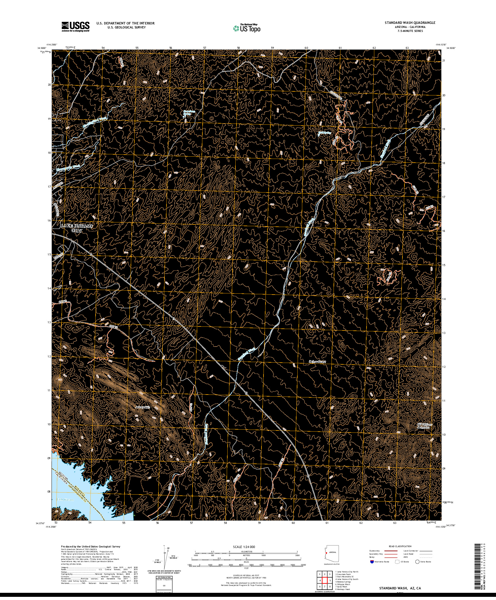 US TOPO 7.5-MINUTE MAP FOR STANDARD WASH, AZ,CA