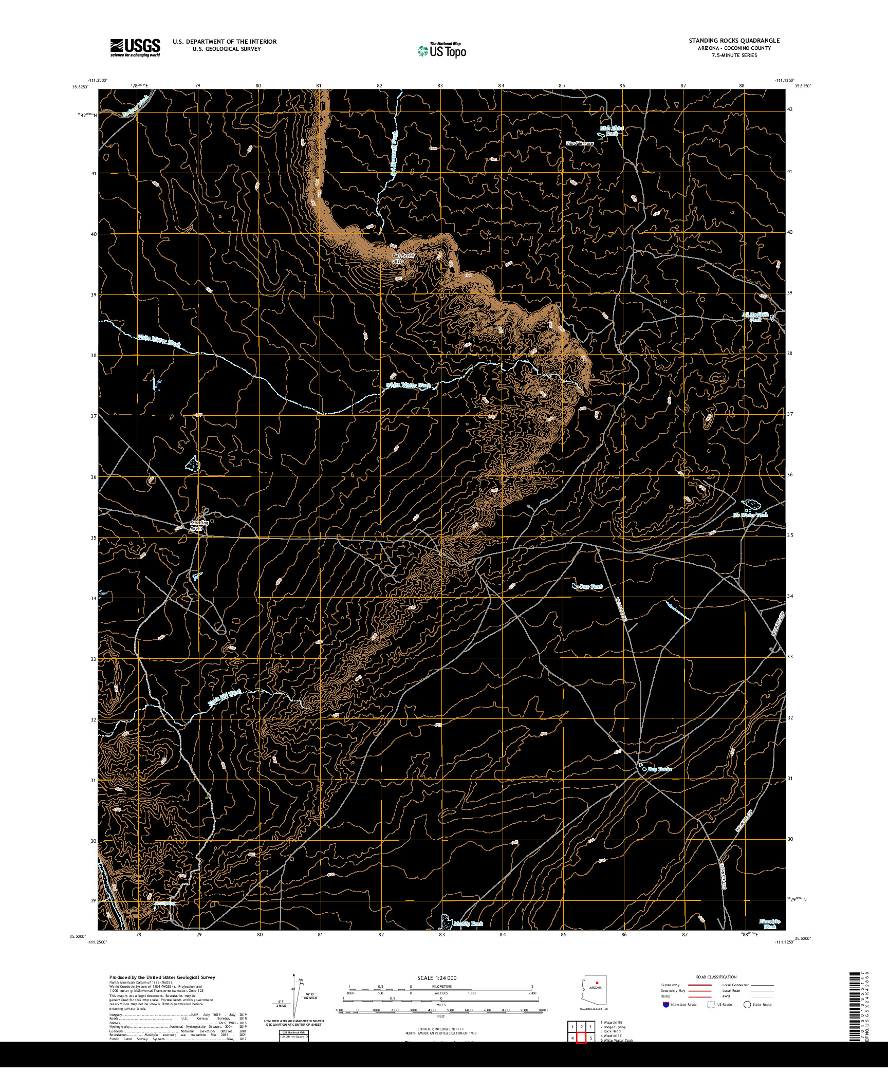 US TOPO 7.5-MINUTE MAP FOR STANDING ROCKS, AZ