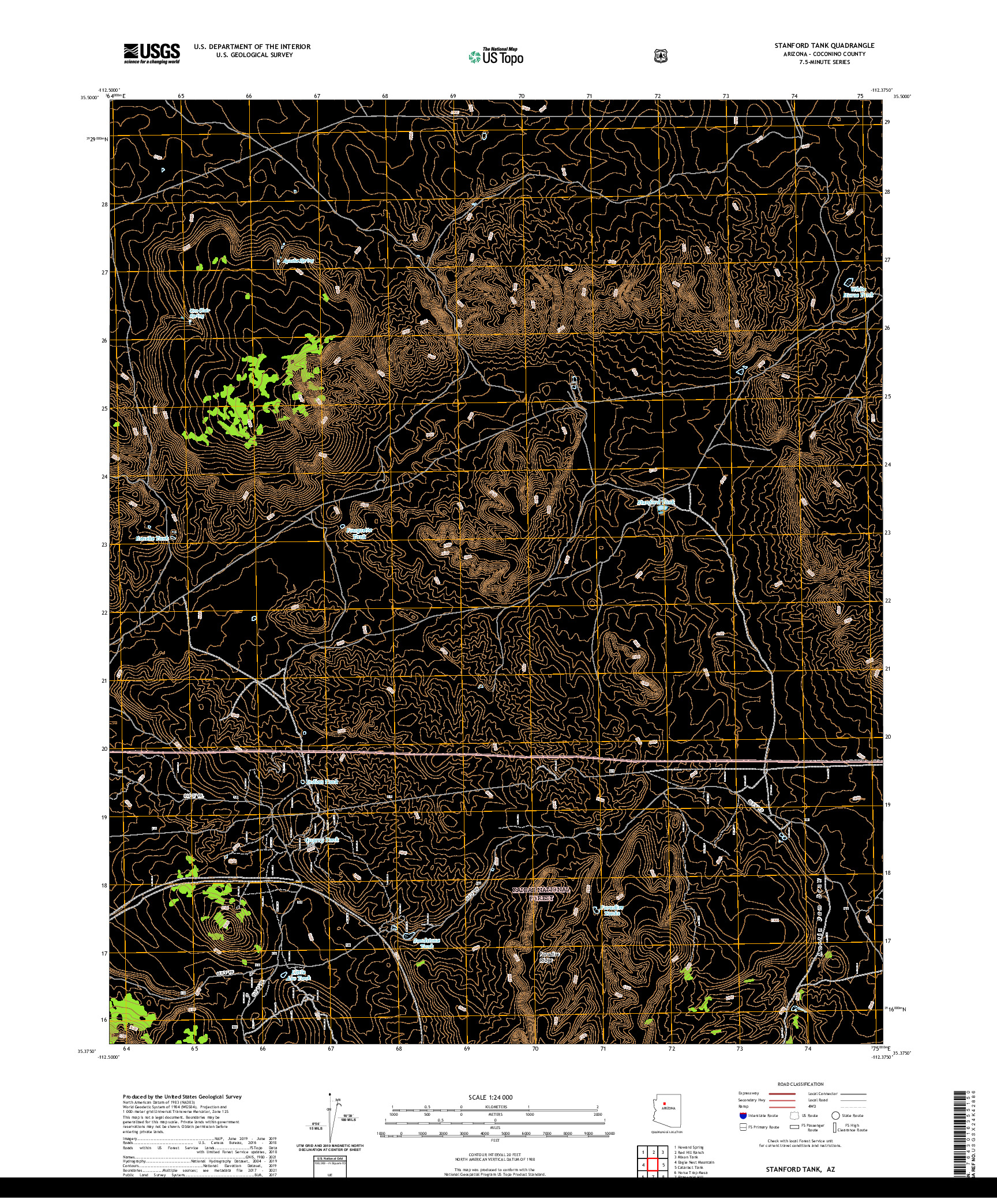 US TOPO 7.5-MINUTE MAP FOR STANFORD TANK, AZ