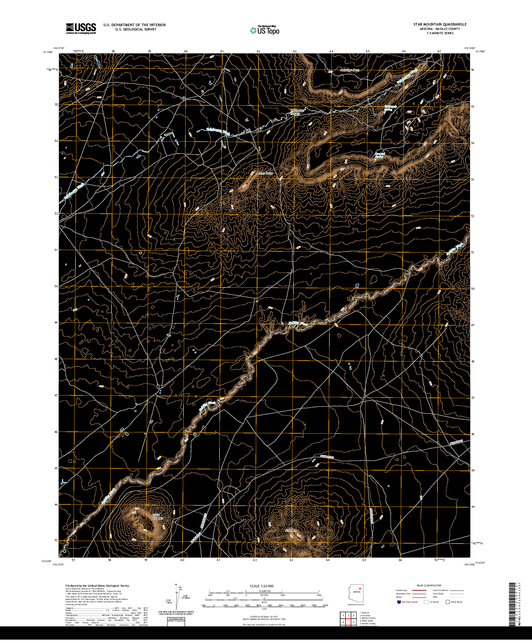 US TOPO 7.5-MINUTE MAP FOR STAR MOUNTAIN, AZ