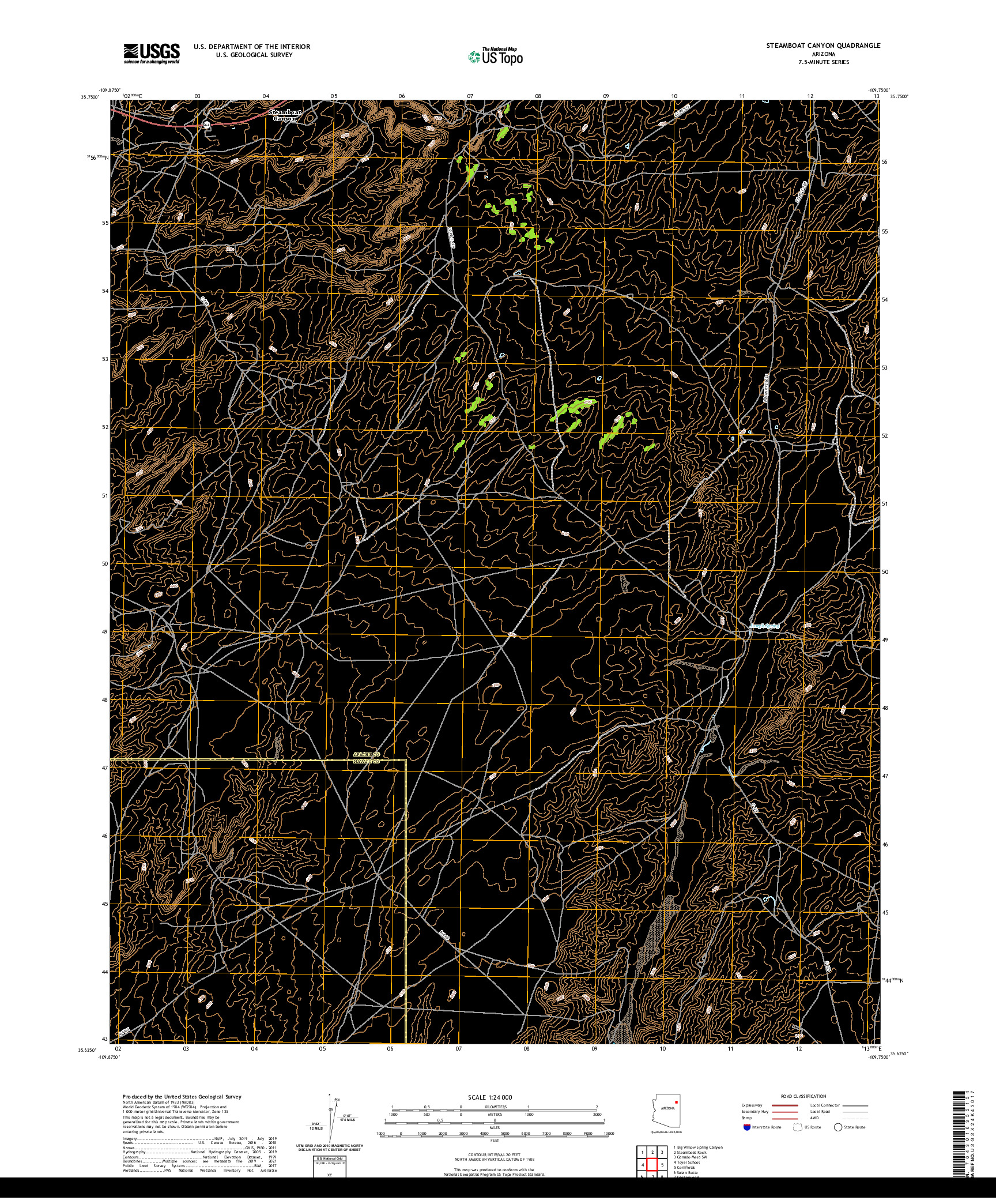 US TOPO 7.5-MINUTE MAP FOR STEAMBOAT CANYON, AZ